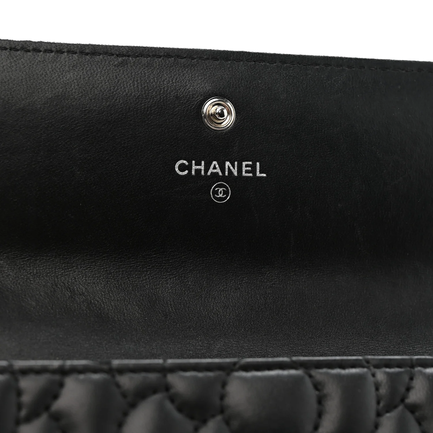 Lambskin Embossed Camellia Flap Wallet Black - Image 6