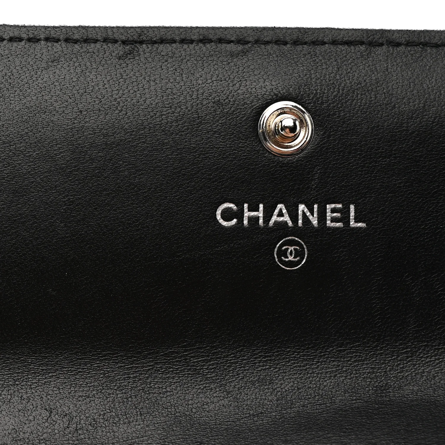 Lambskin Embossed Camellia Flap Wallet Black - Image 9