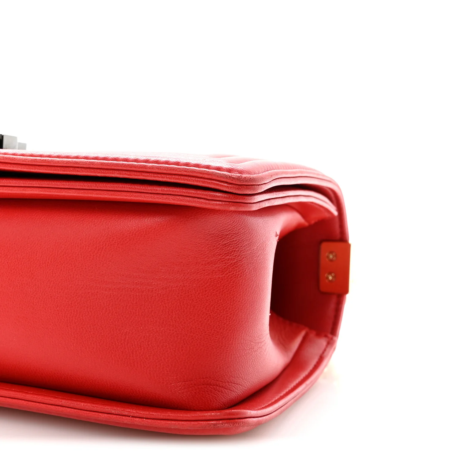 Lambskin Embossed Medium Boy Cube Flap Red - Image 10