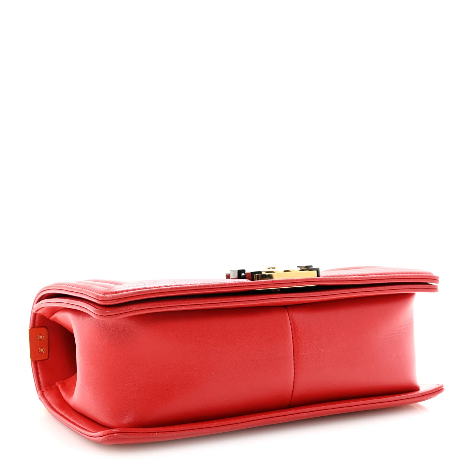 Lambskin Embossed Medium Boy Cube Flap Red - Image 4