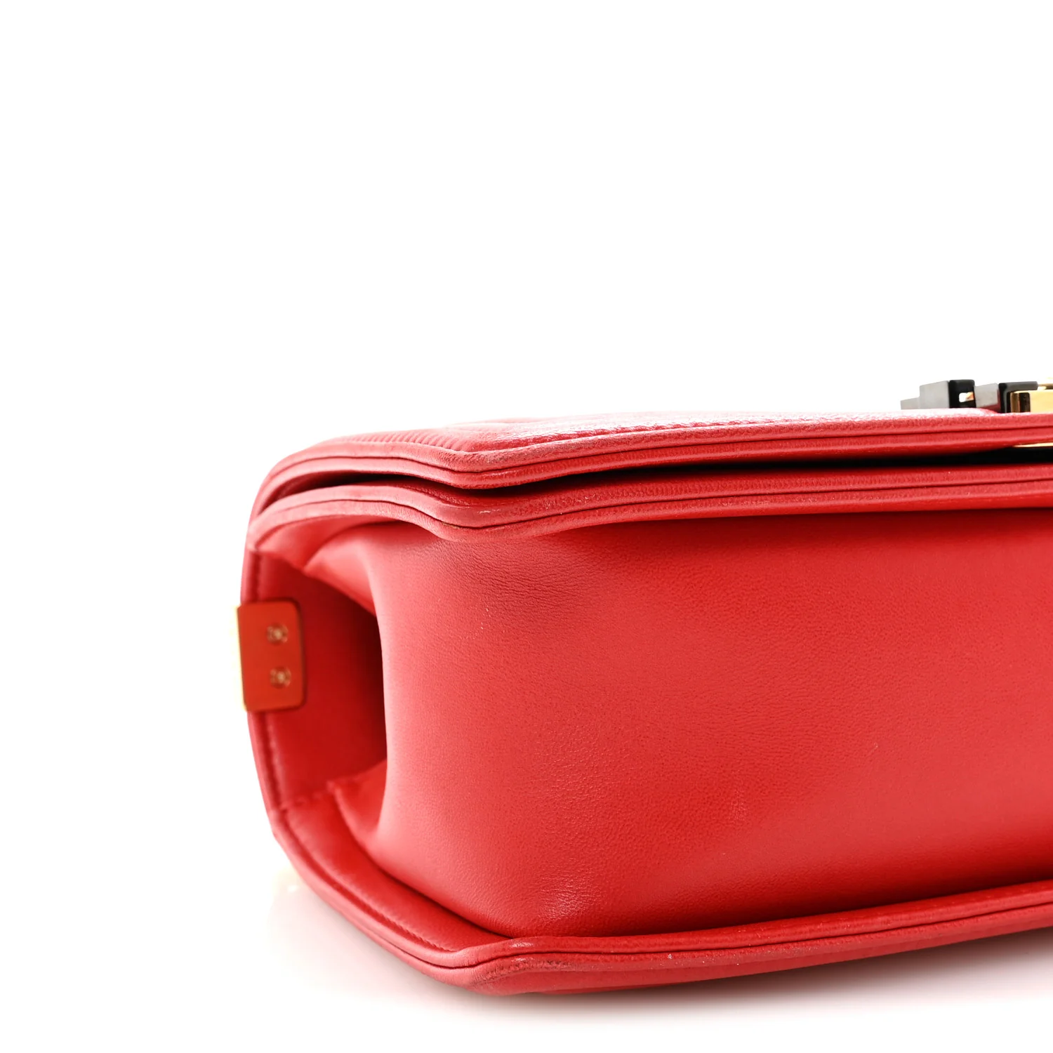 Lambskin Embossed Medium Boy Cube Flap Red - Image 9