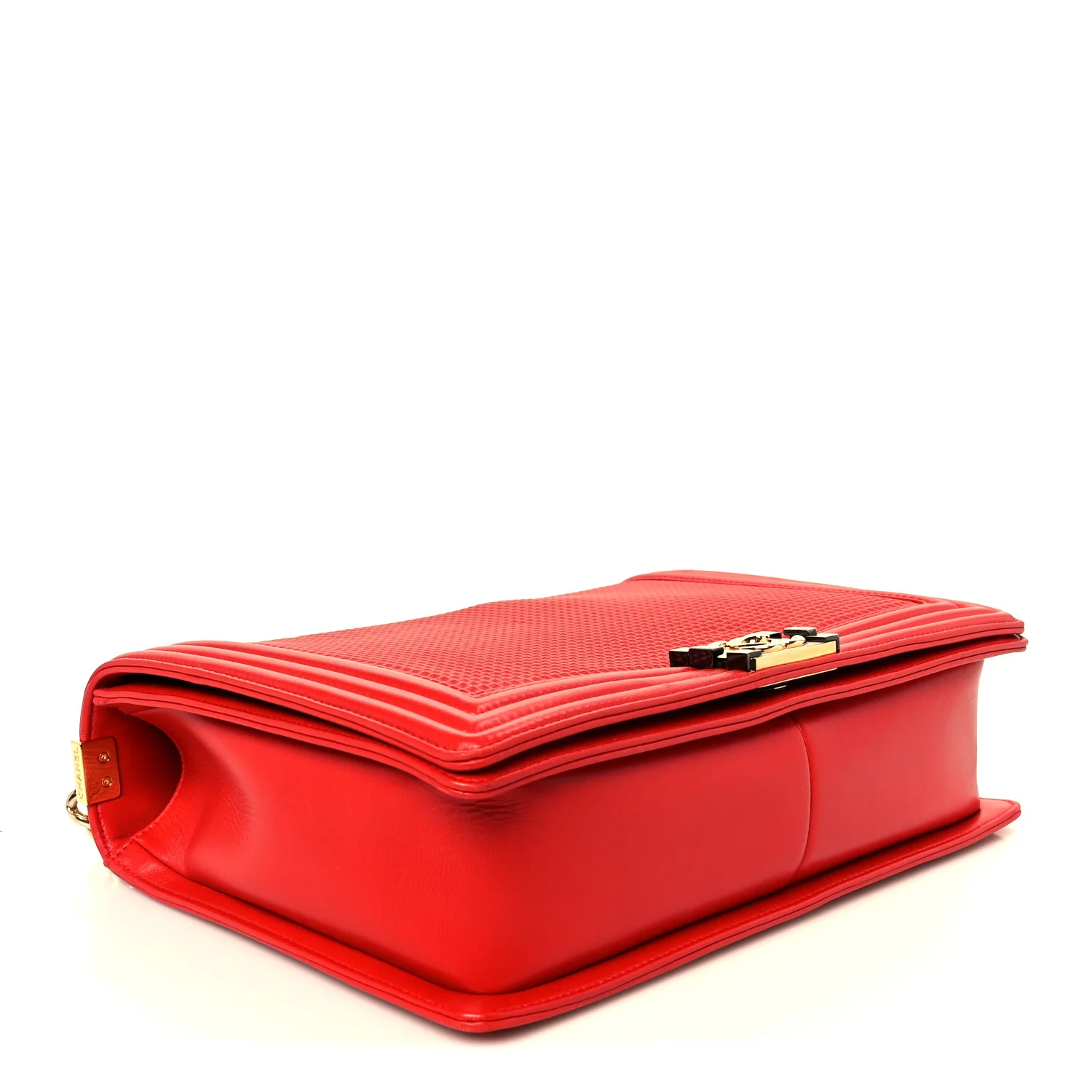 Lambskin Embossed New Medium Boy Cube Flap Red - Image 4