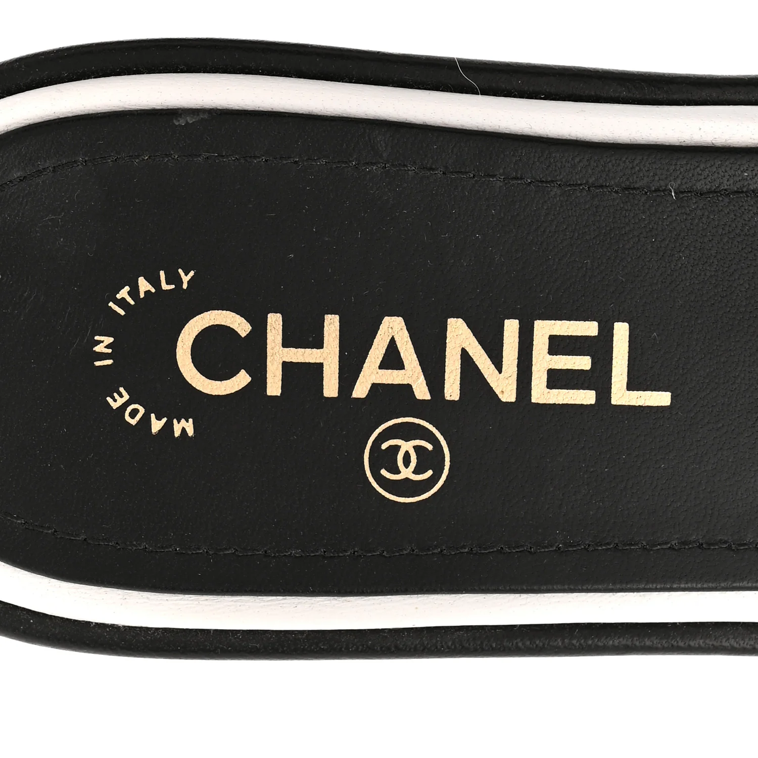 Lambskin Embroidered CC Mule Sandal 40 Black White - Image 7