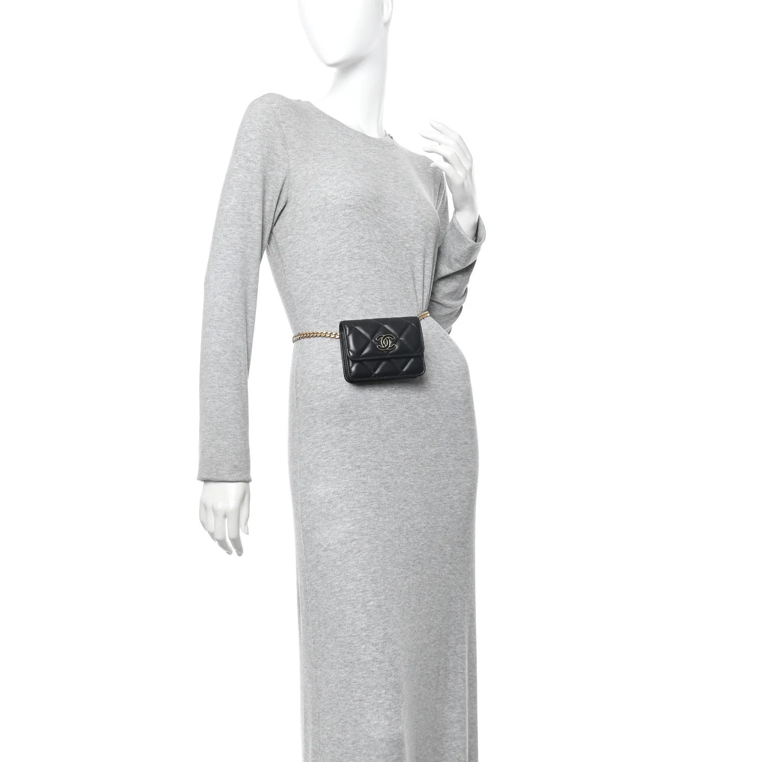 Lambskin Enamel Quilted Pending CC Flap Belt Bag Black - Image 2