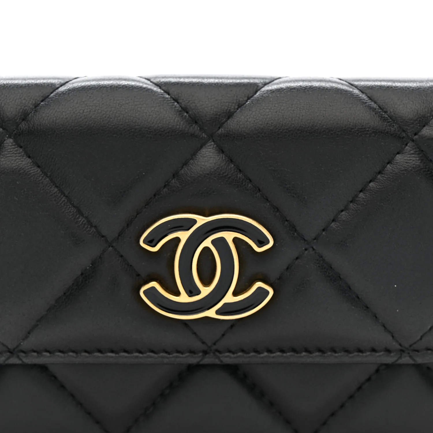 Lambskin Enamel Quilted Pending CC Flap Belt Bag Black - Image 9