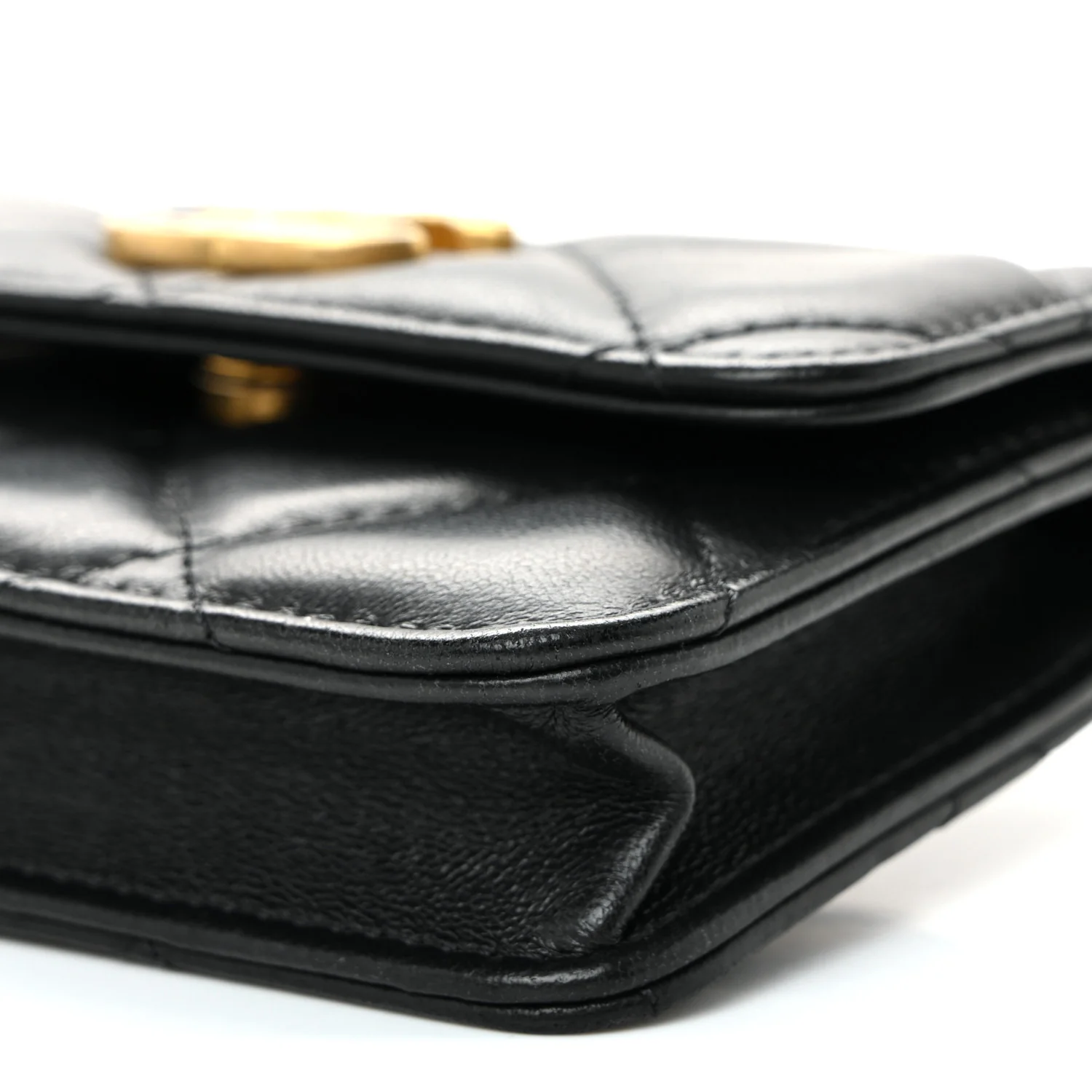Lambskin Enamel Quilted Pending CC Flap Belt Bag Black - Image 11