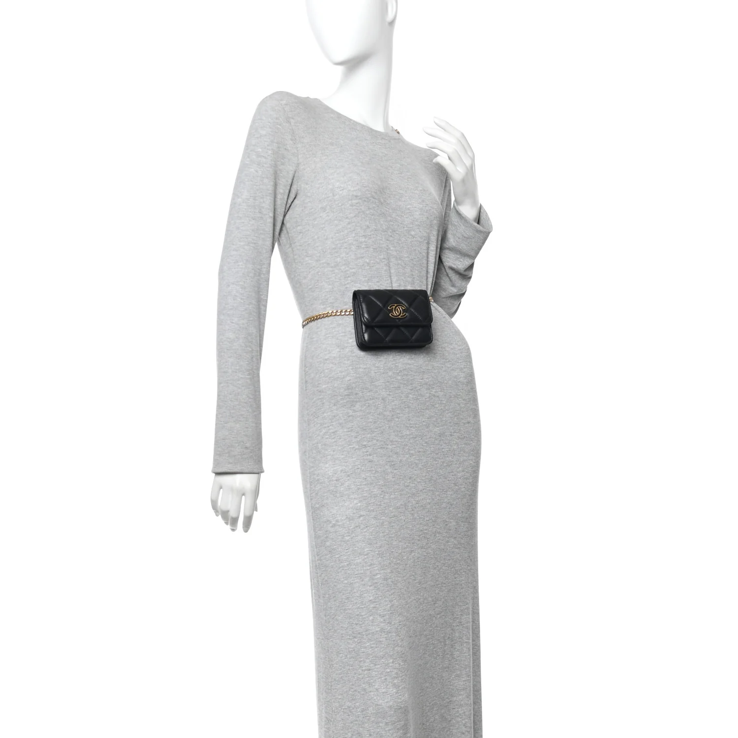 Lambskin Enamel Quilted Pending CC Flap Belt Bag Black - Image 2