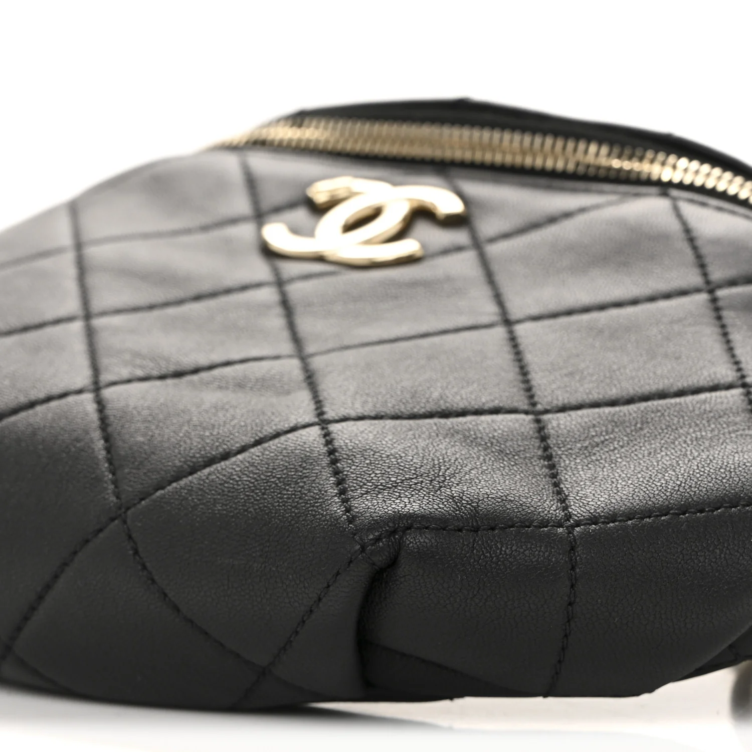 Lambskin Enamel Quilted Waist Bag Black - Image 10