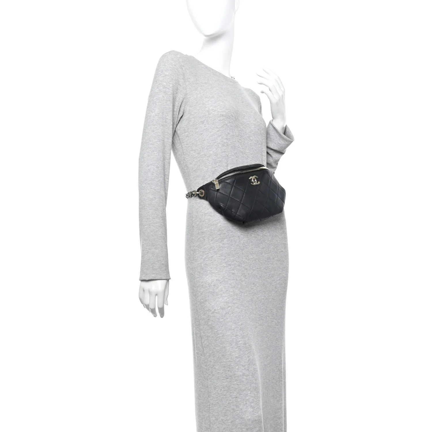 Lambskin Enamel Quilted Waist Bag Black - Image 2