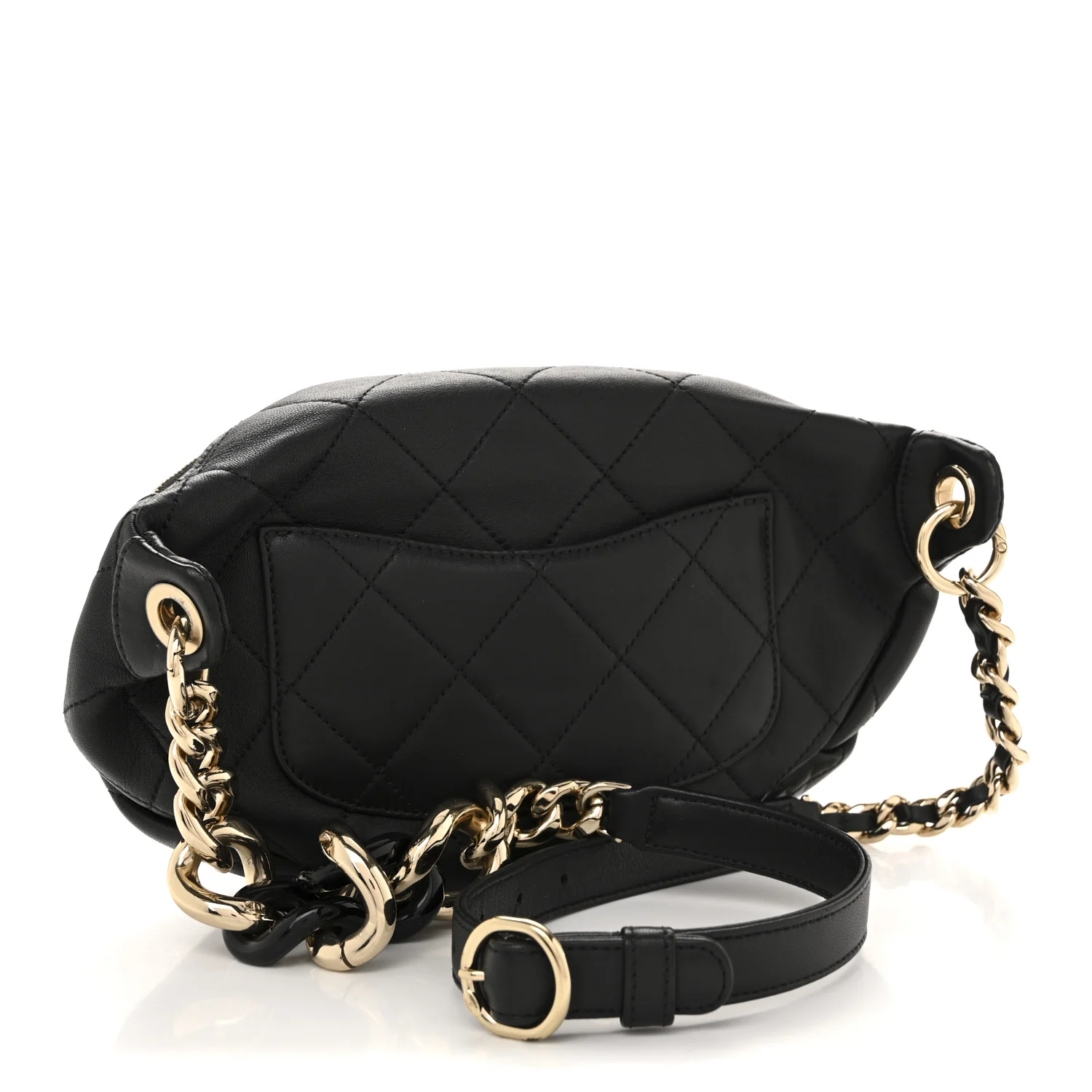 Lambskin Enamel Quilted Waist Bag Black - Image 3