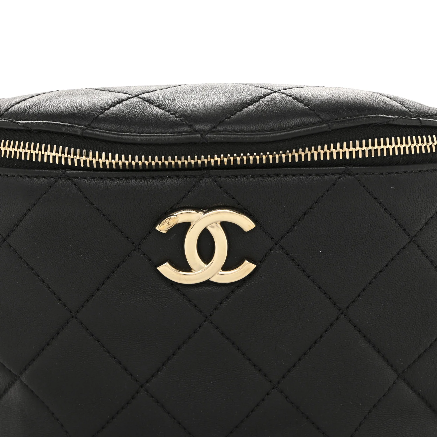 Lambskin Enamel Quilted Waist Bag Black - Image 8