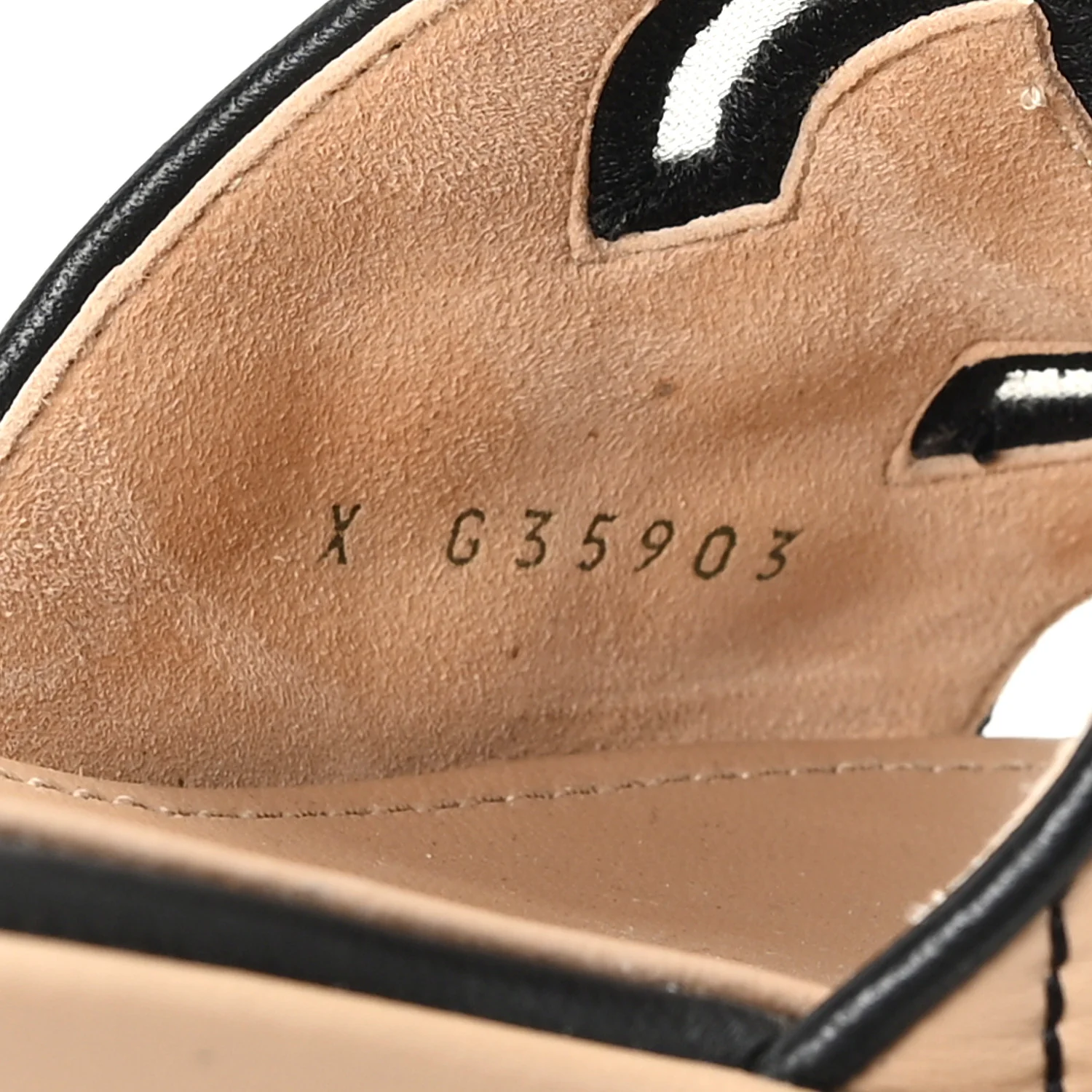 Lambskin Fabric CC Slide Sandals 38 Beige Black - Image 9