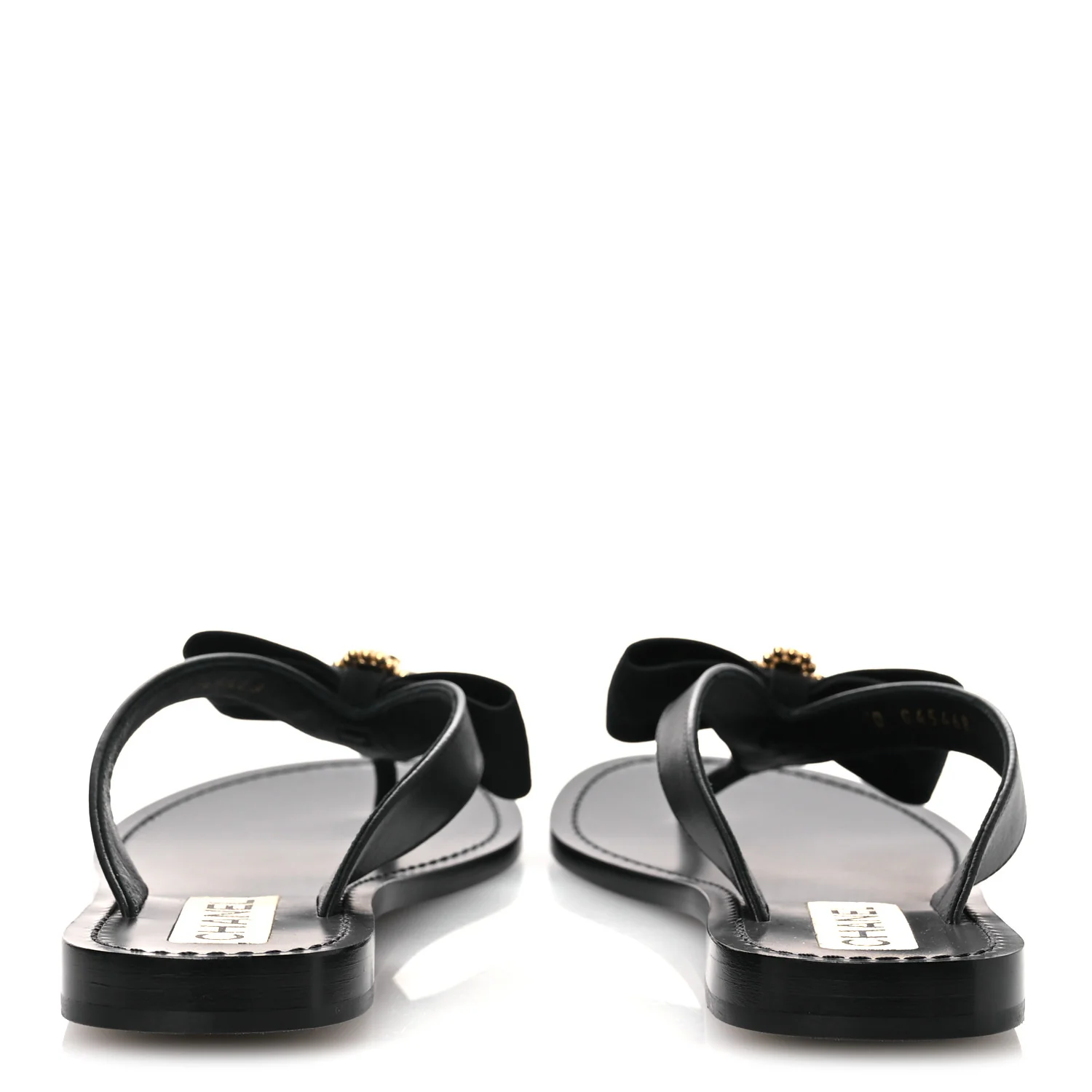Lambskin Grosgrain Bow Pearl Thong Sandals 39 Black - Image 12