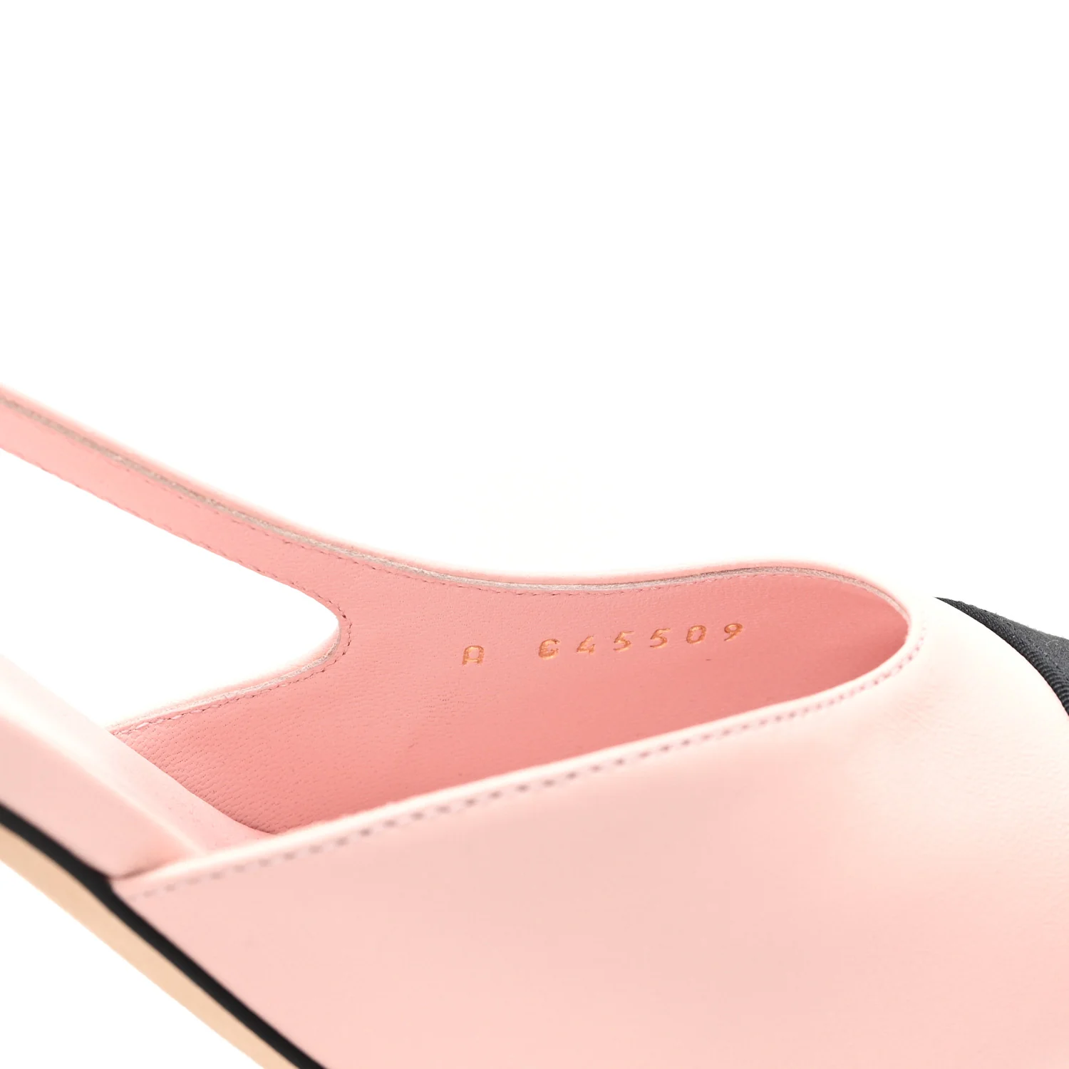 Lambskin Grosgrain Cap Toe CC Slingback Pumps 38.5 Light Pink Black - Image 8