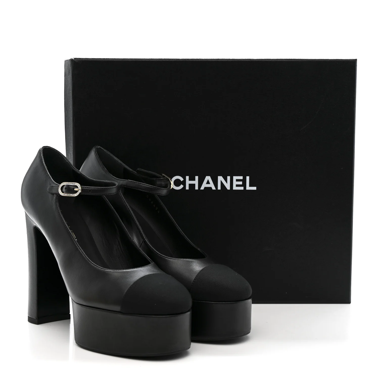 Lambskin Grosgrain Mary Jane Platform Pumps 38.5 Black - Image 11