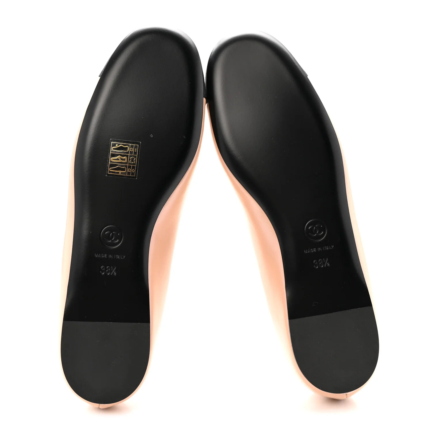 Lambskin Grosgrain Pearl Mary Jane Flats 38.5 Beige Black - Image 6