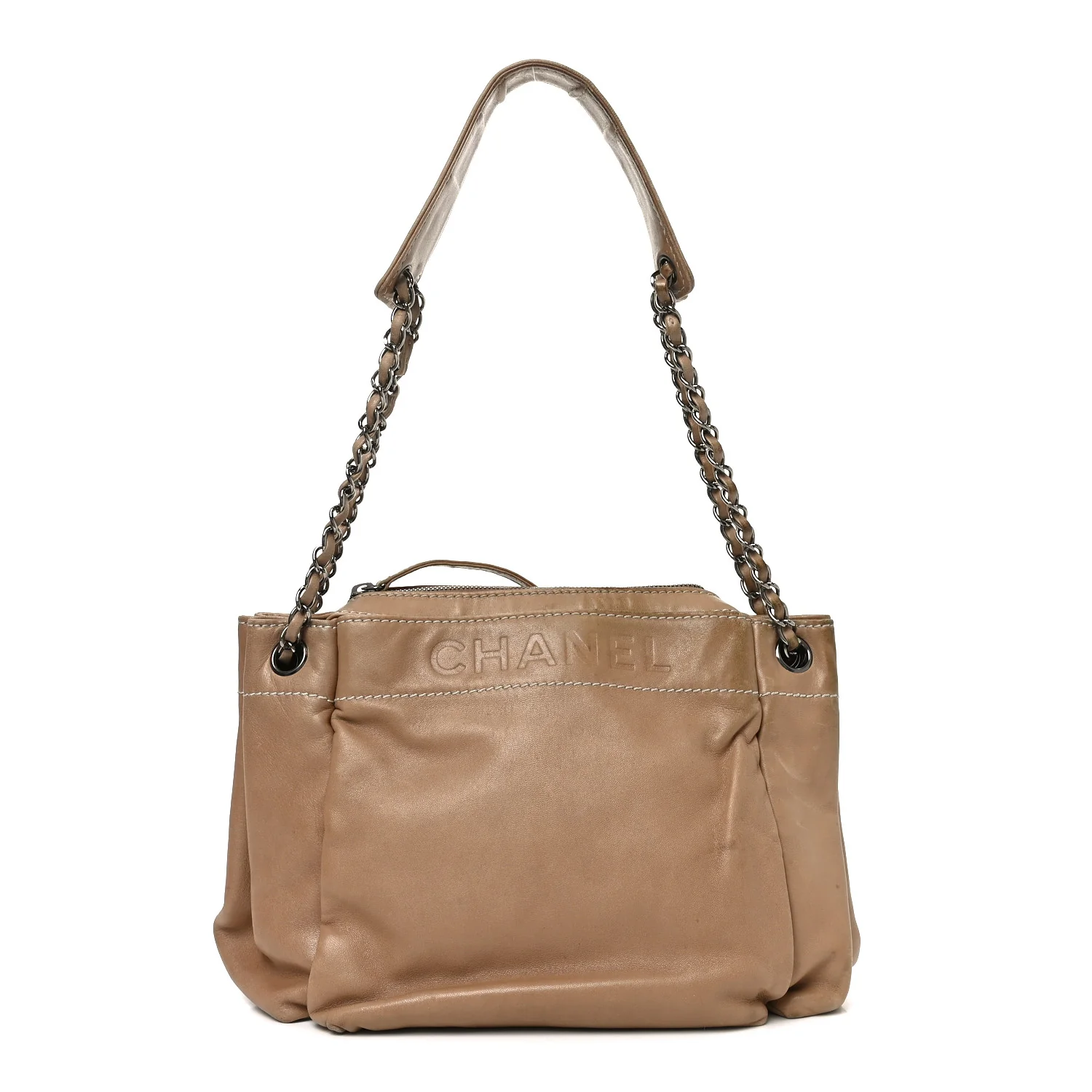Lambskin Lax Accordion Hobo Beige