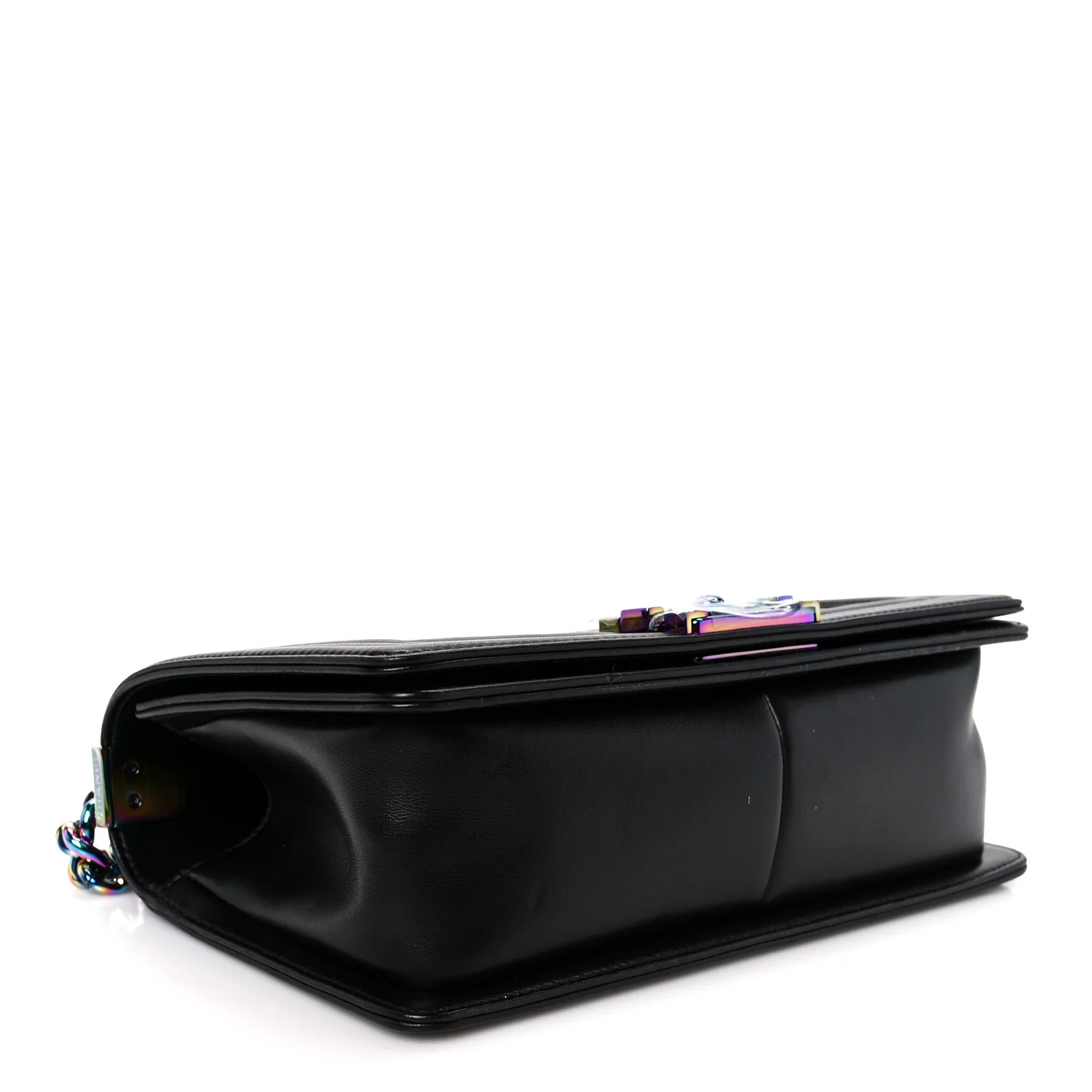 Lambskin LED Iridescent Metal Medium Boy Flap Black Multicolor - Image 4