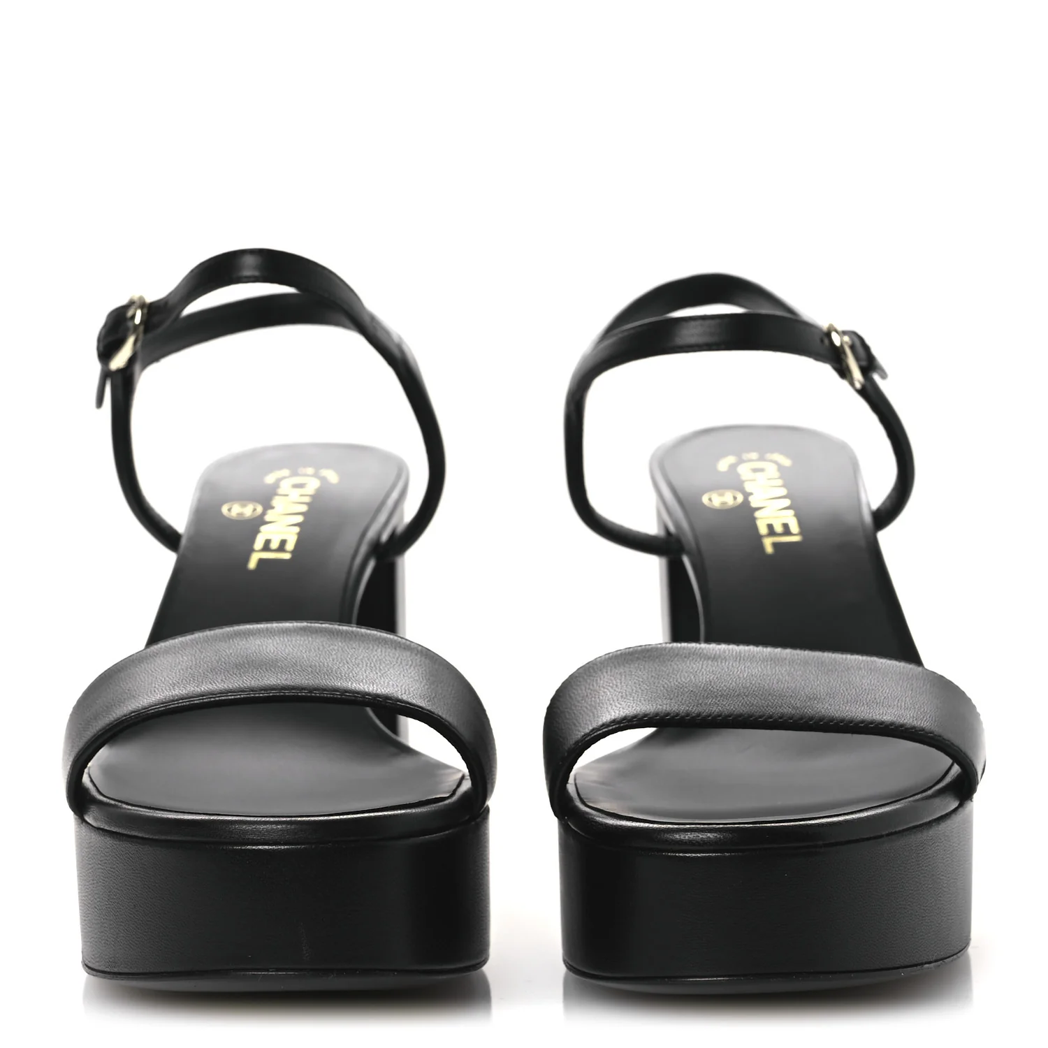Lambskin Logo Platform Sandals 41 Black - Image 3