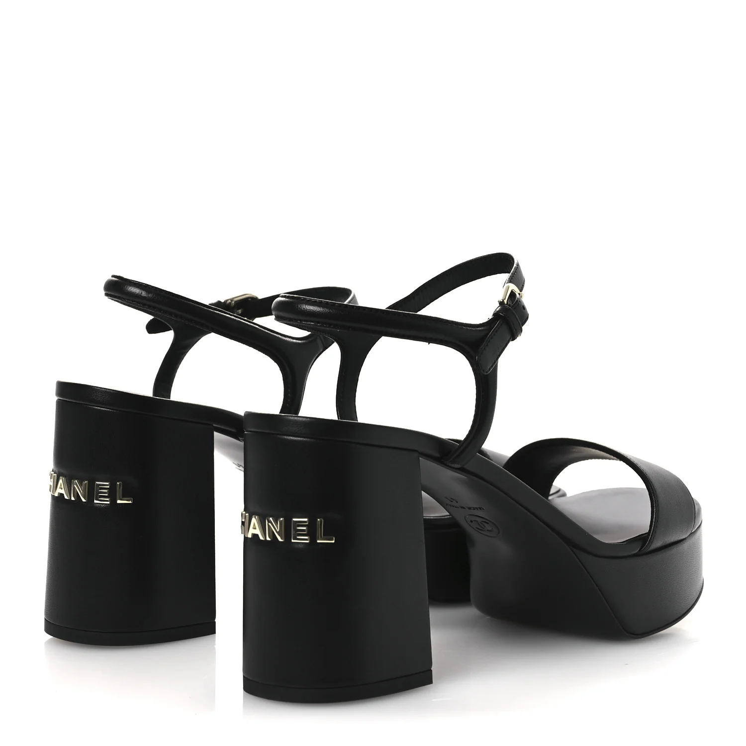 Lambskin Logo Platform Sandals 41 Black - Image 5