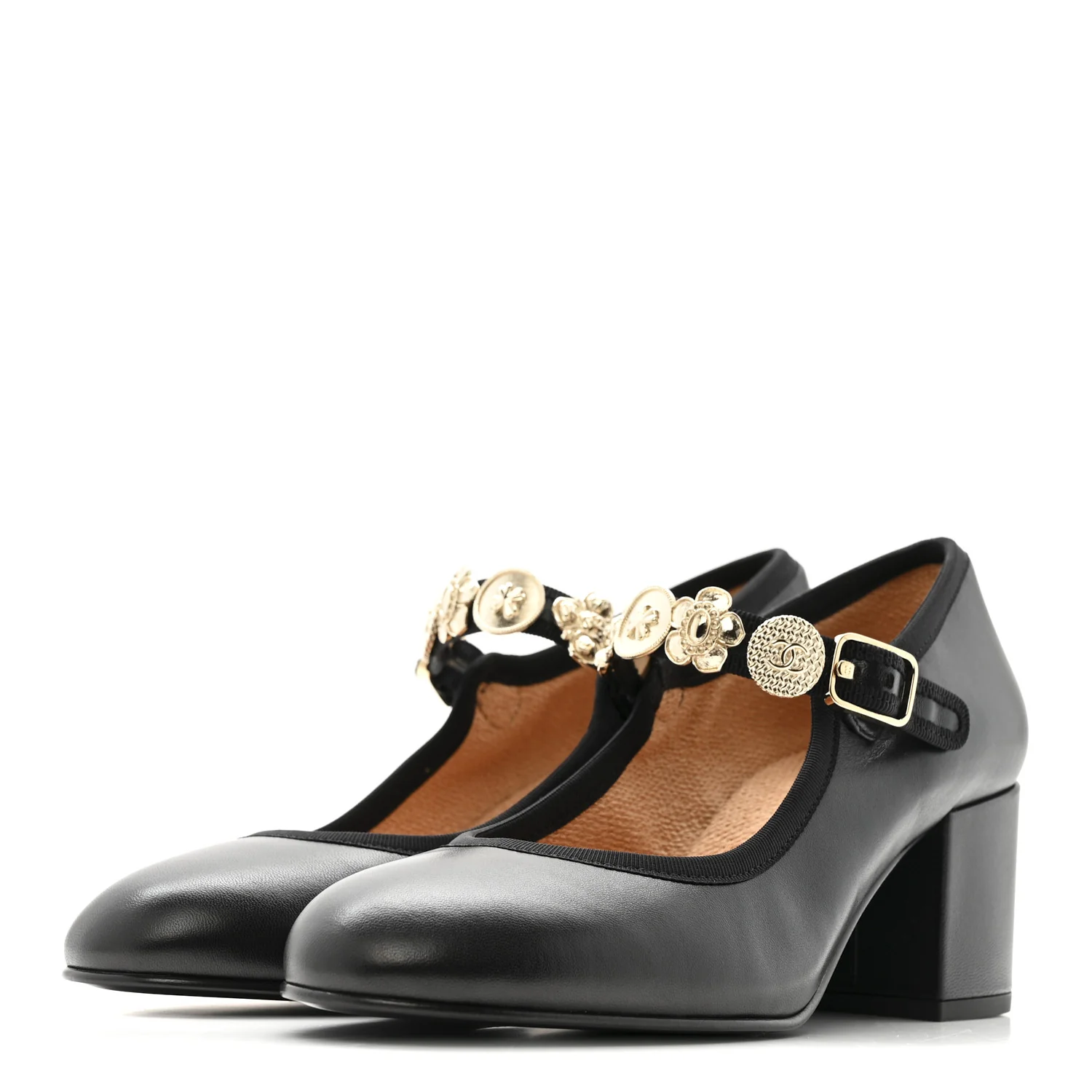 Lambskin Mary Jane Charm Pumps 39 Black - Image 4