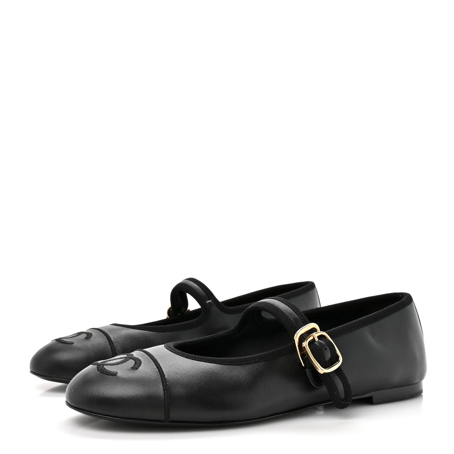 Lambskin Mary Jane Flats 38.5 Black - Image 4
