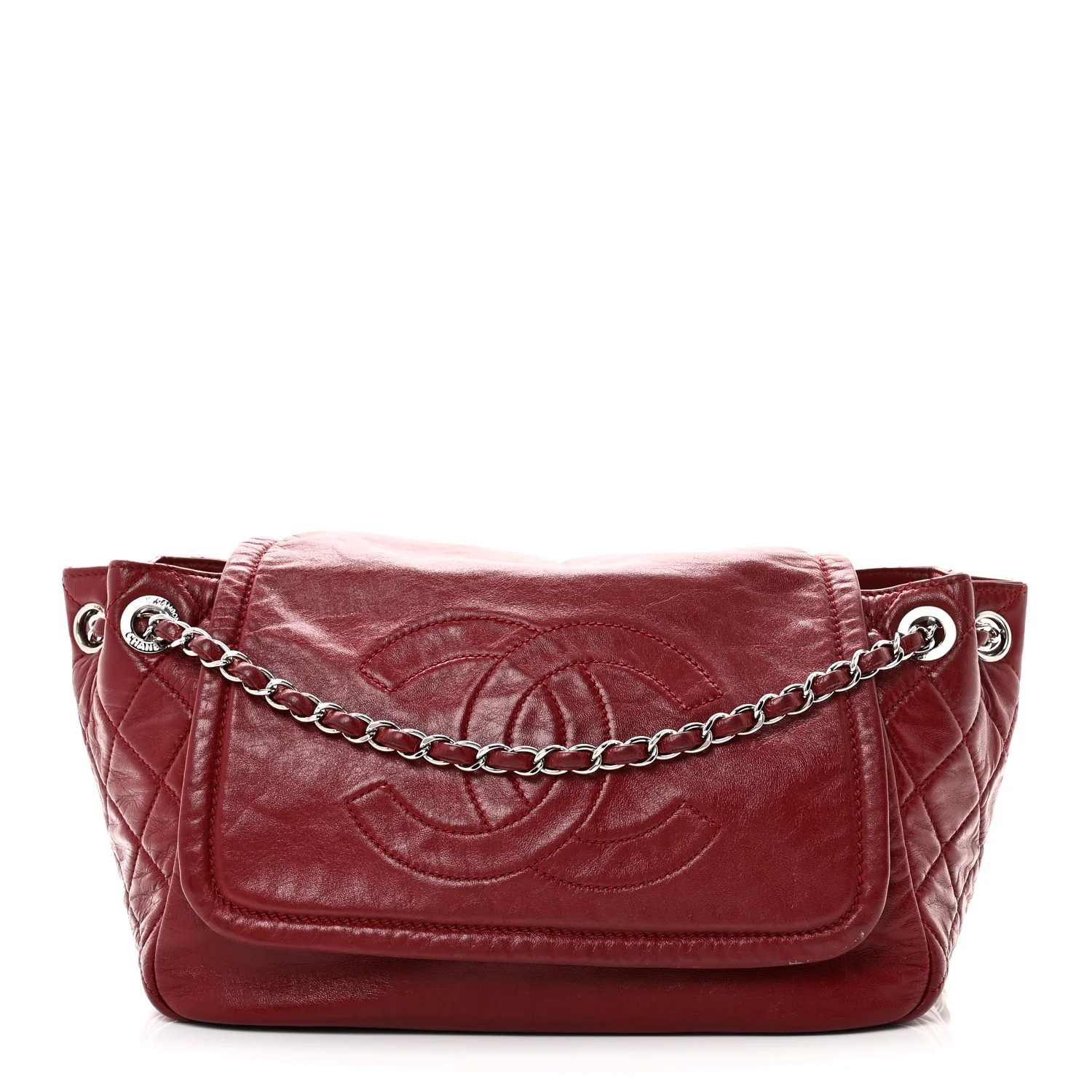 Lambskin Medium Rock and Chain Flap Red