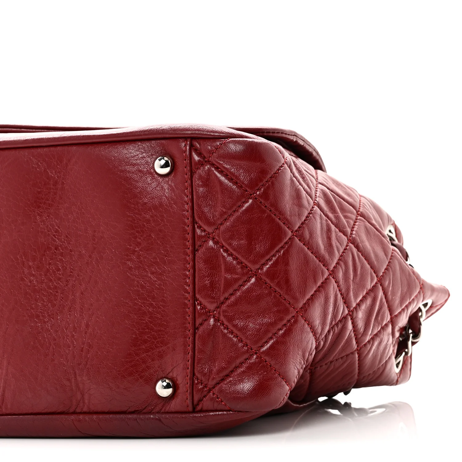 Lambskin Medium Rock and Chain Flap Red - Image 9