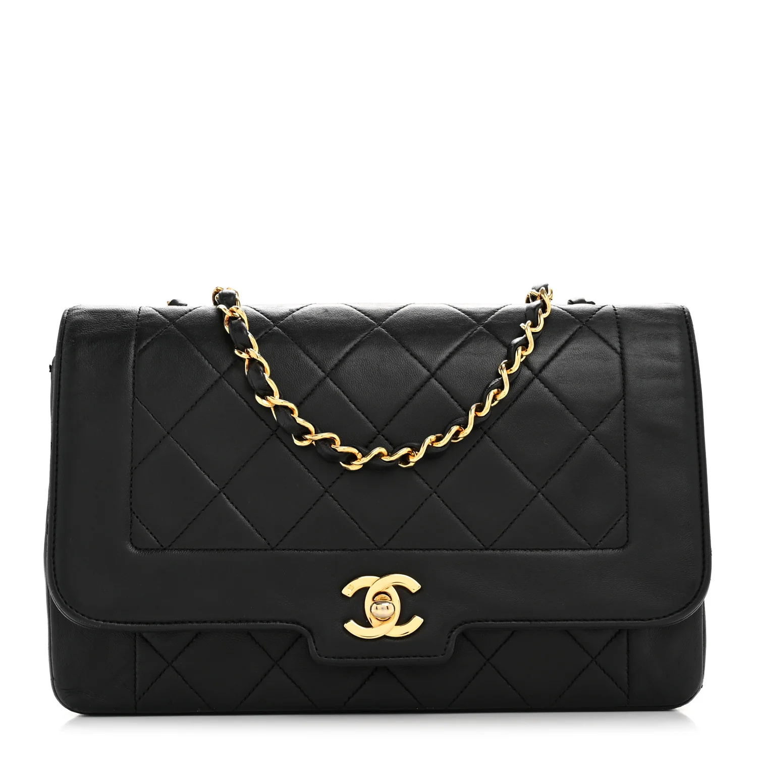 Lambskin Medium Single Flap Black