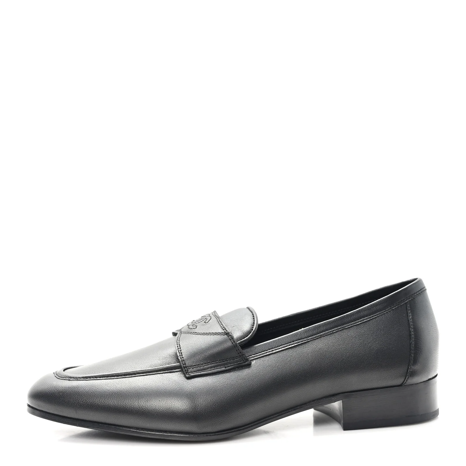 Lambskin Mens Stitched CC Loafers 42 Black