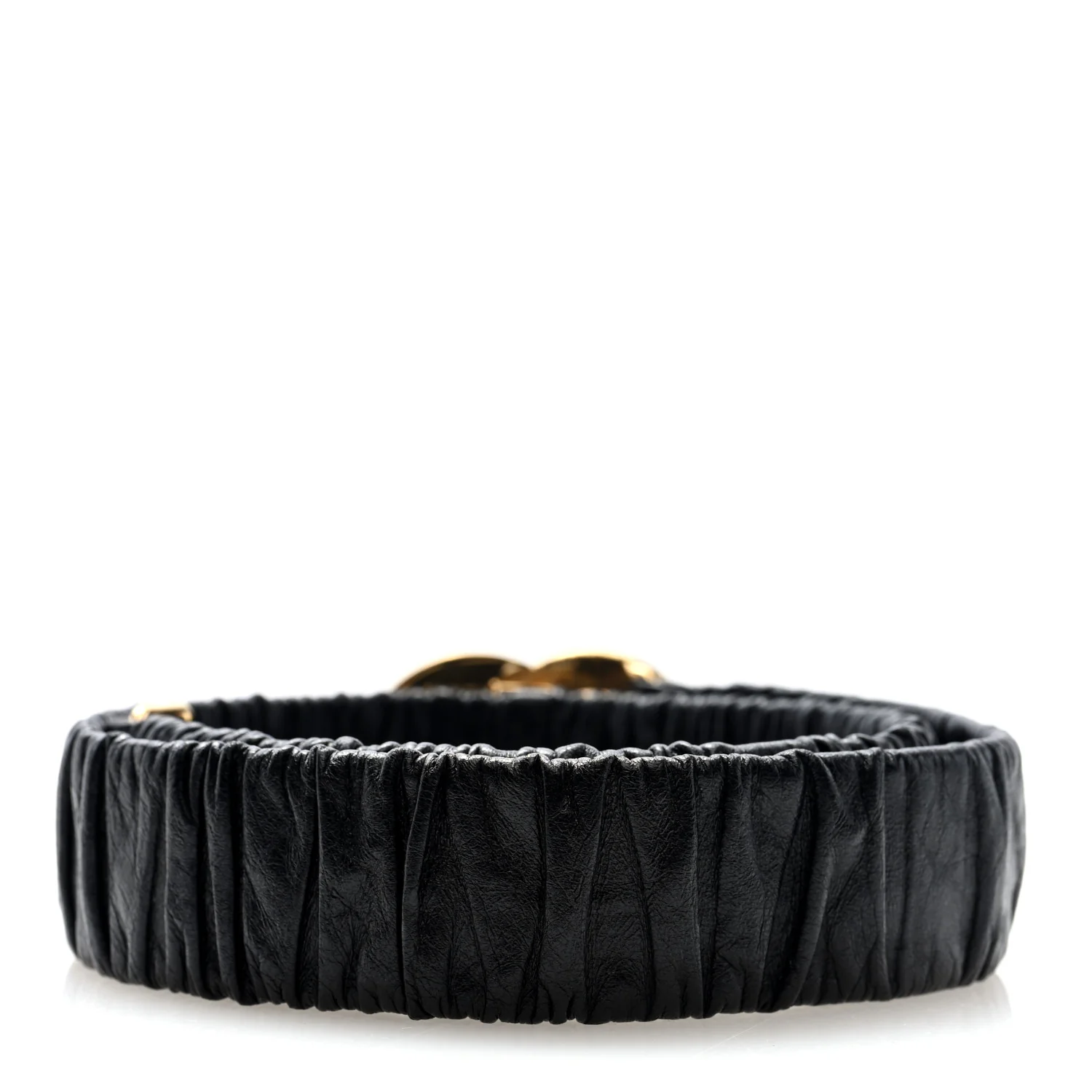 Lambskin Metal Ruched Chain CC 75 30 Belt Black - Image 2