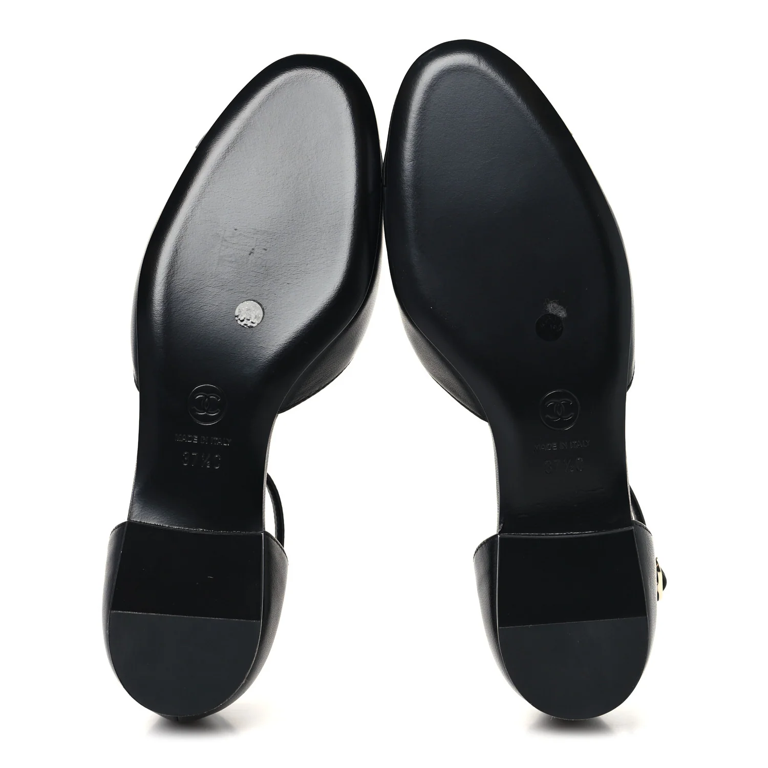 Lambskin Patent Calfskin Cap Toe Camellia Mary Jane Flats 37.5 Black - Image 6
