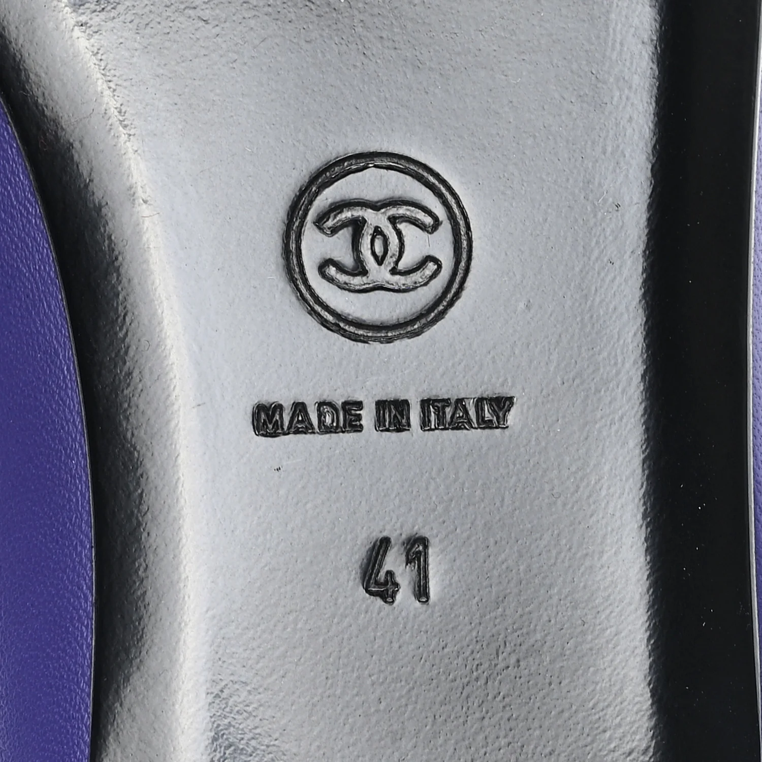 Lambskin Patent Cap Toe Ballerina Flats 41 Purple Black - Image 7