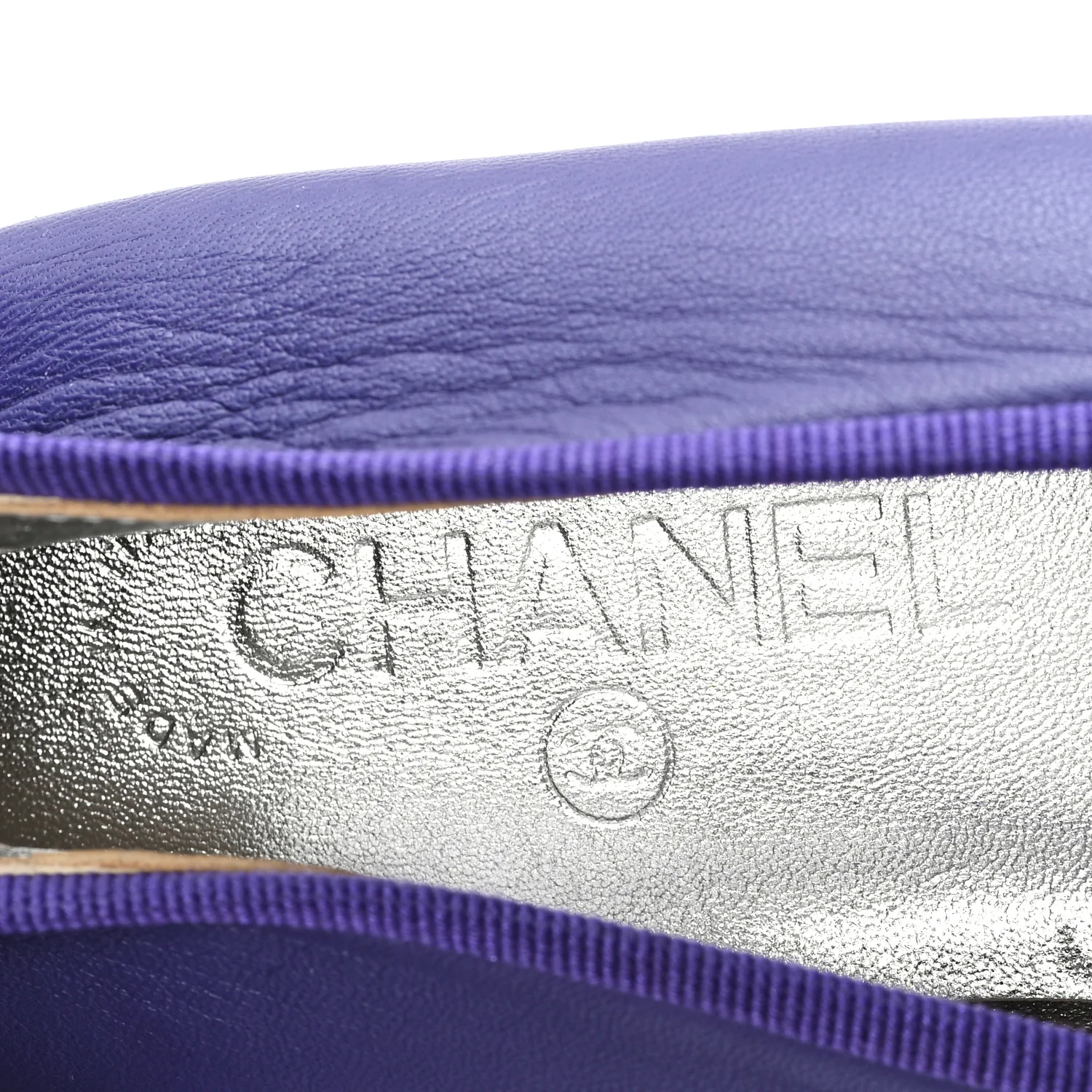 Lambskin Patent Cap Toe Ballerina Flats 41 Purple Black - Image 8