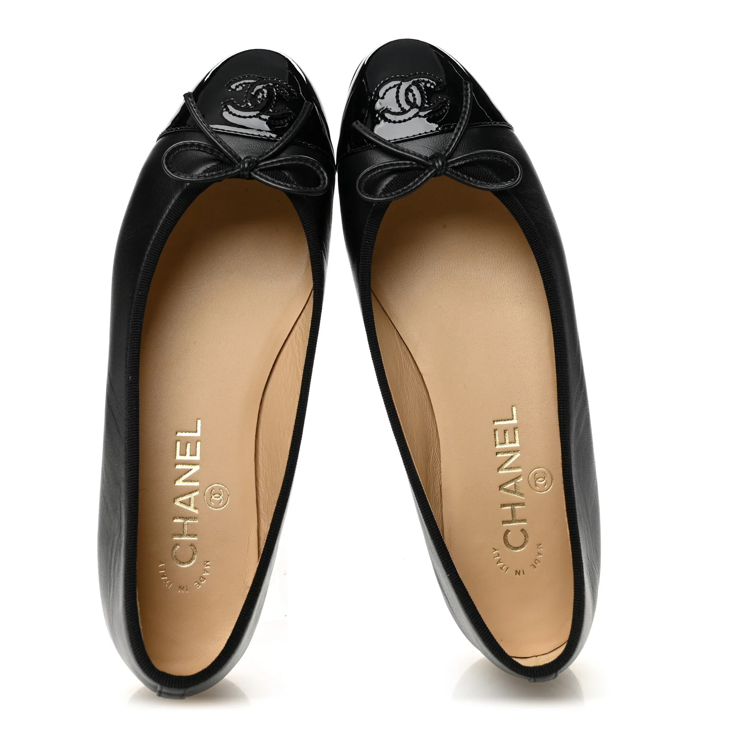 Lambskin Patent Cap Toe CC Ballerina Flats 37.5 Black - Image 5