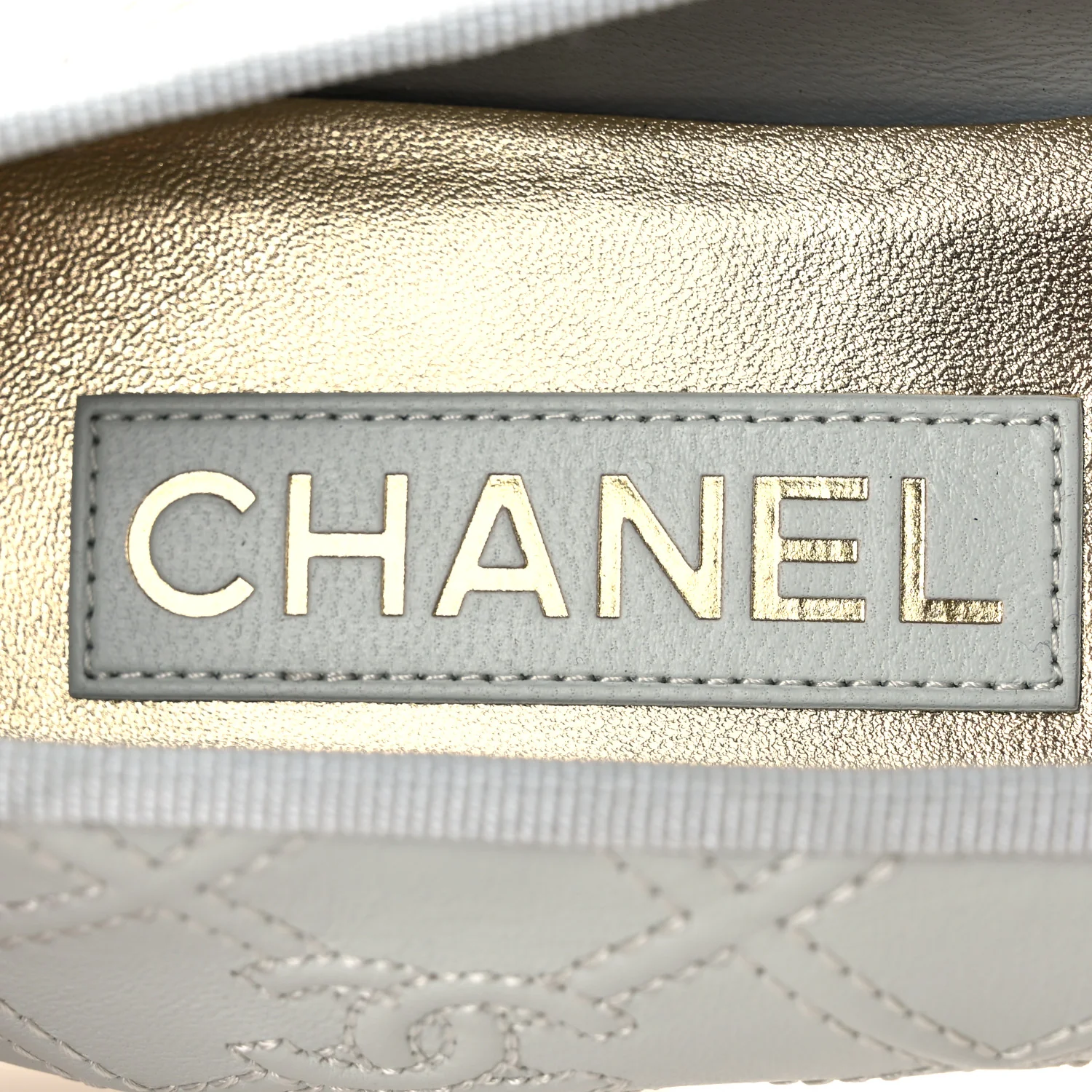 Lambskin Patent Double Stitched CC Cap Toe Ballerina Flats 40.5 Light Blue White - Image 9