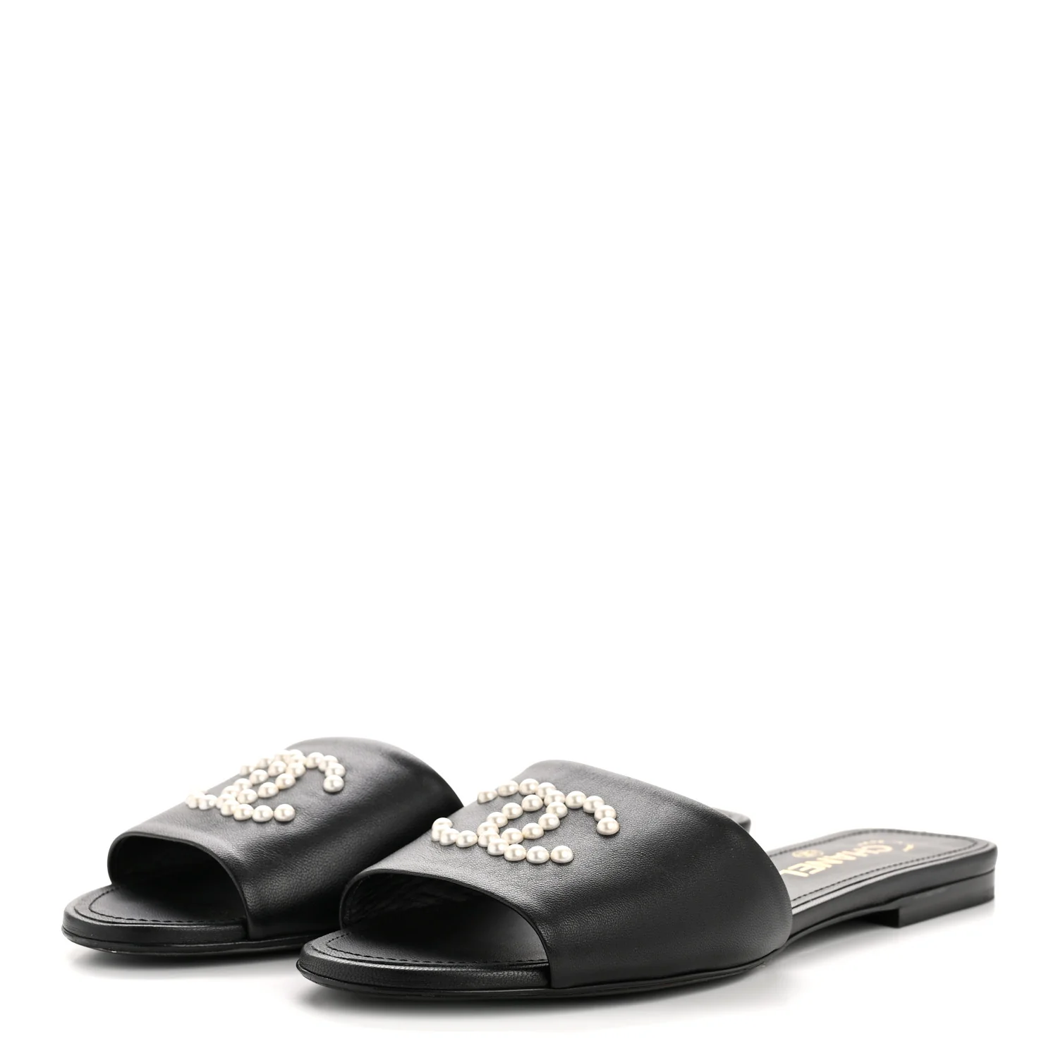 Lambskin Pearl CC Sandals 39 Black - Image 4
