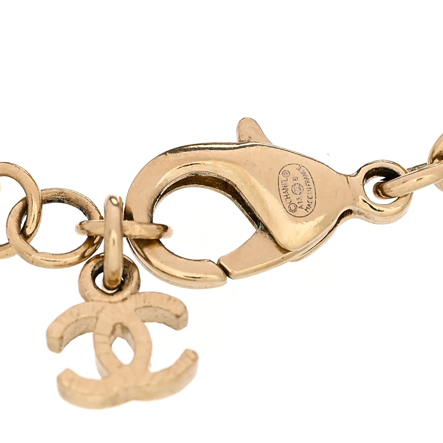Lambskin Pearl Crystal Multistrand Chain CC Bracelet - Image 3