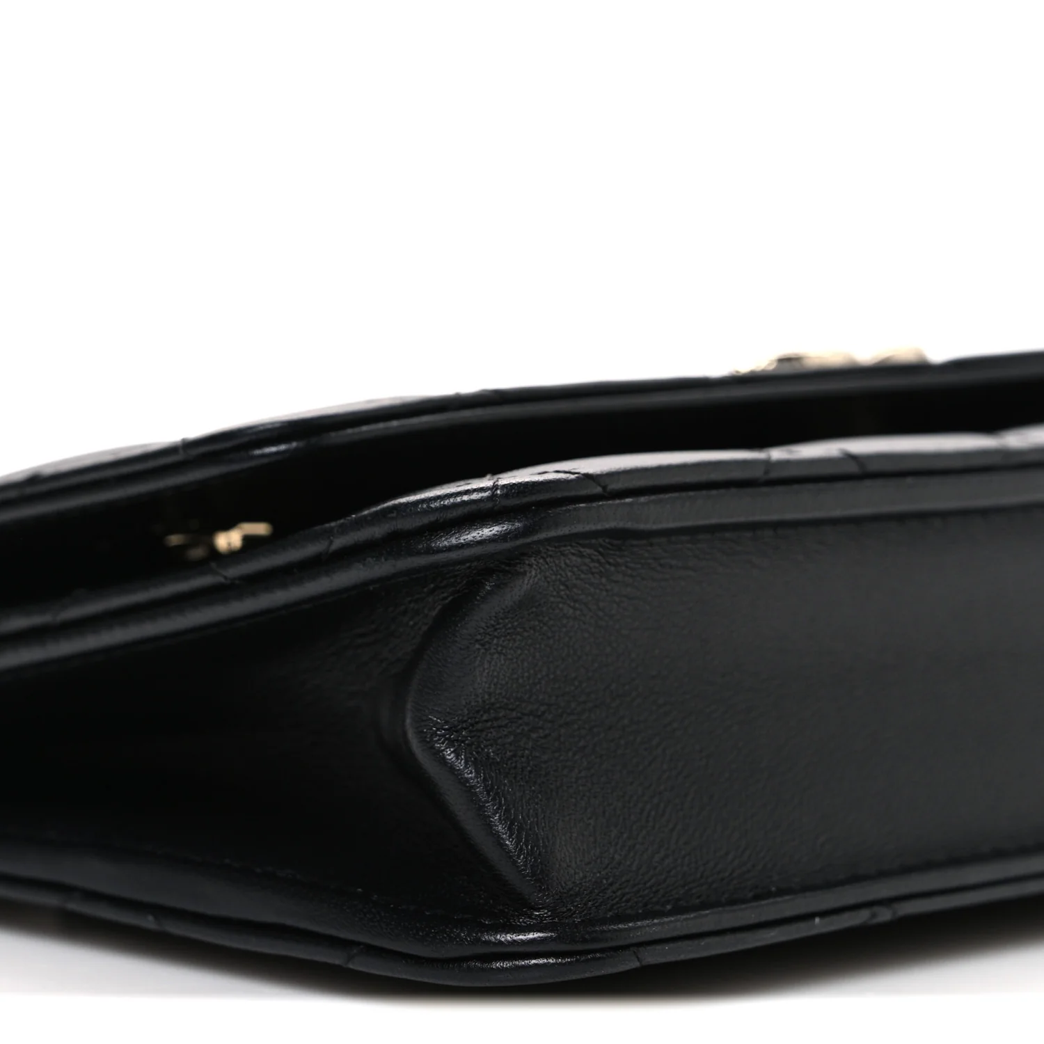 Lambskin Pearl Strass Quilted CC Wallet on Chain WOC Black - Image 10