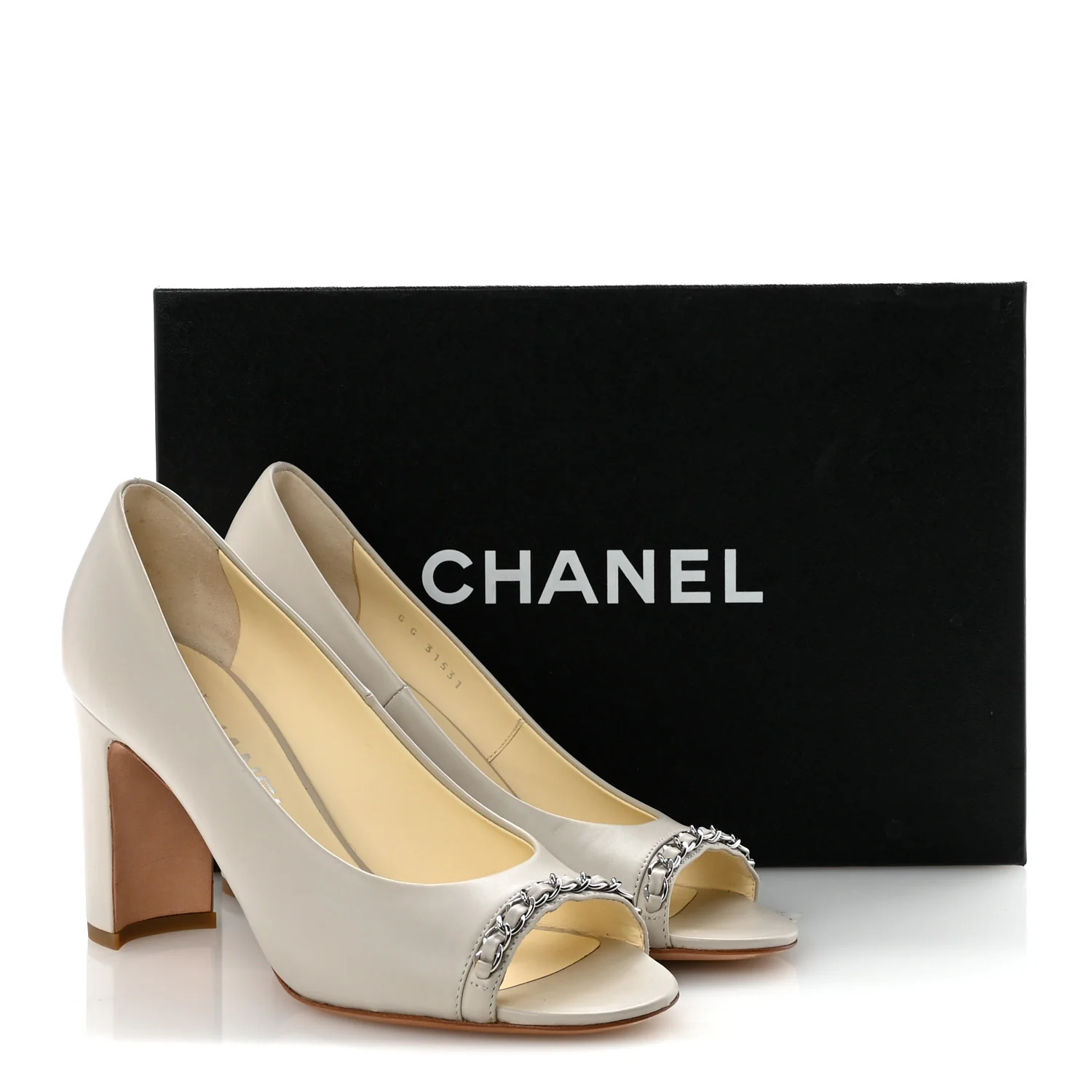 Lambskin Peep Toe CC Pumps 38 Grey - Image 10