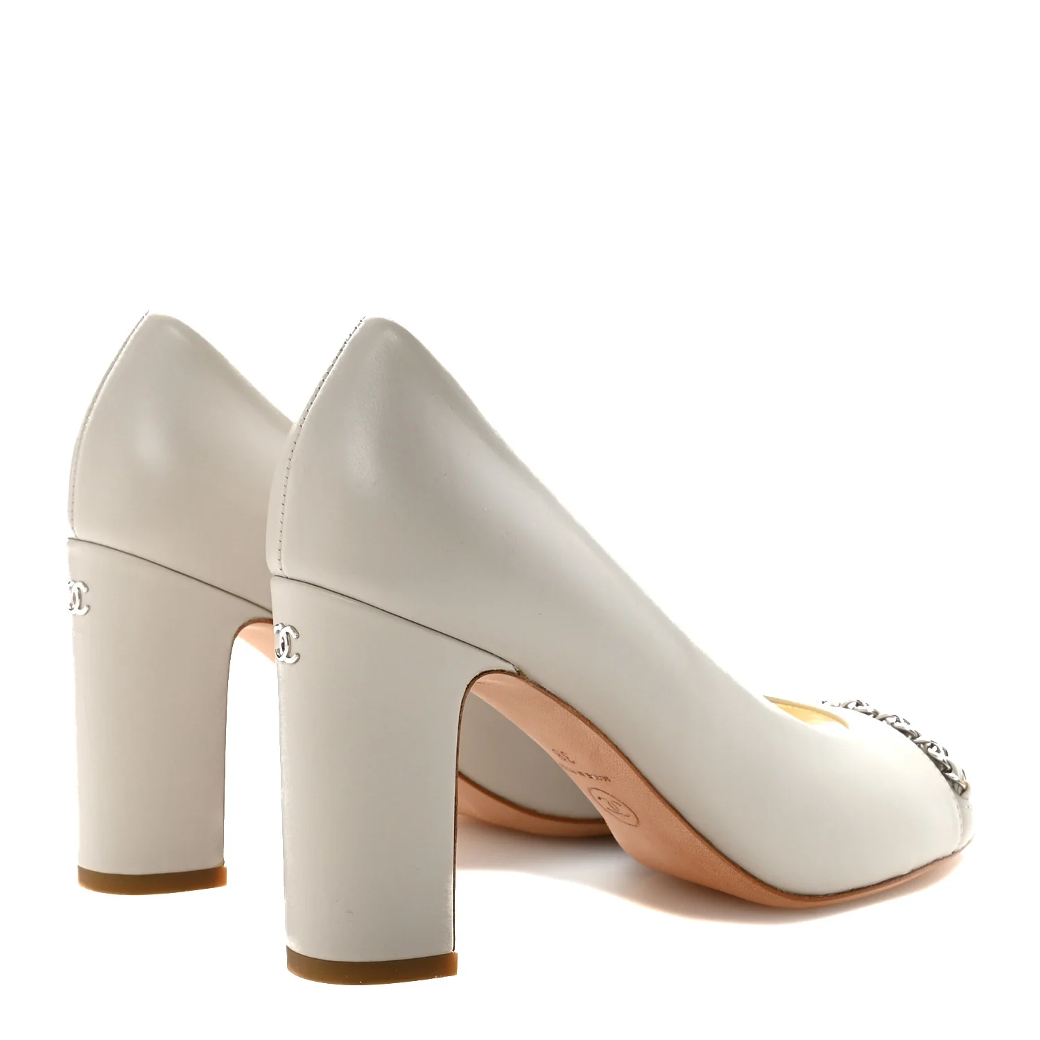 Lambskin Peep Toe CC Pumps 38 Grey - Image 5