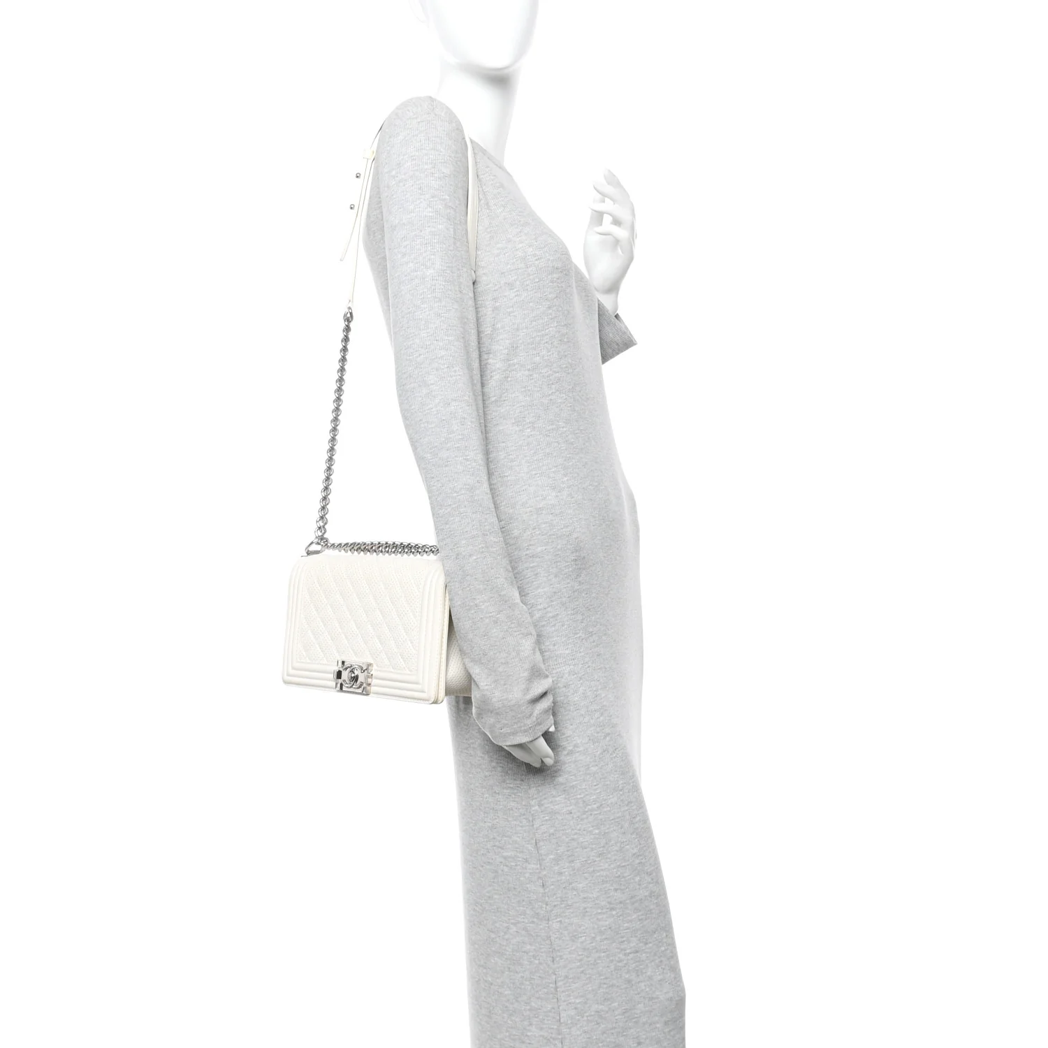 Lambskin Perforated Medium Boy Flap White - Image 2