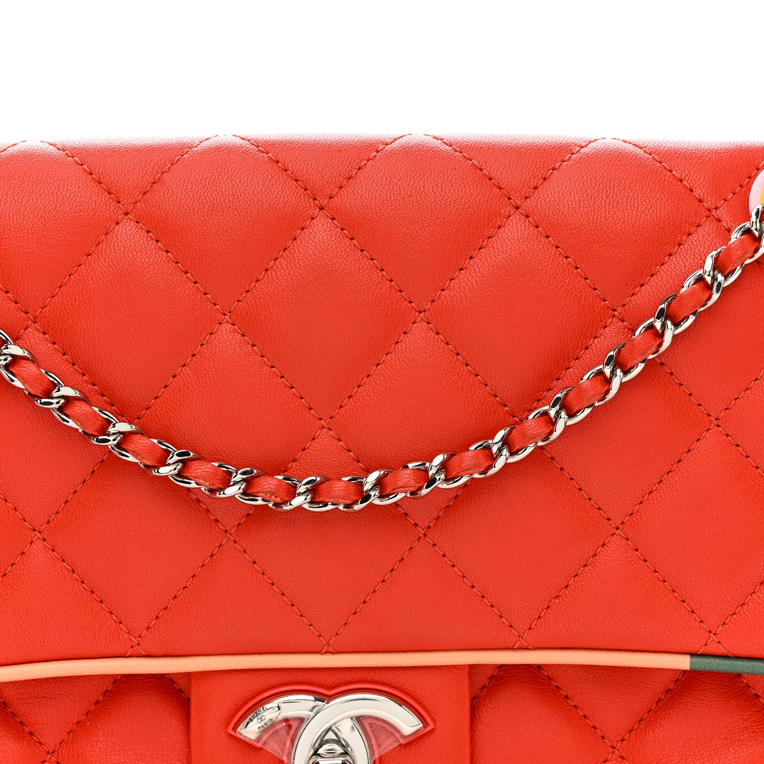 Lambskin Plexiglass Quilted Medium Cuba Color Flap Red Multicolor - Image 8