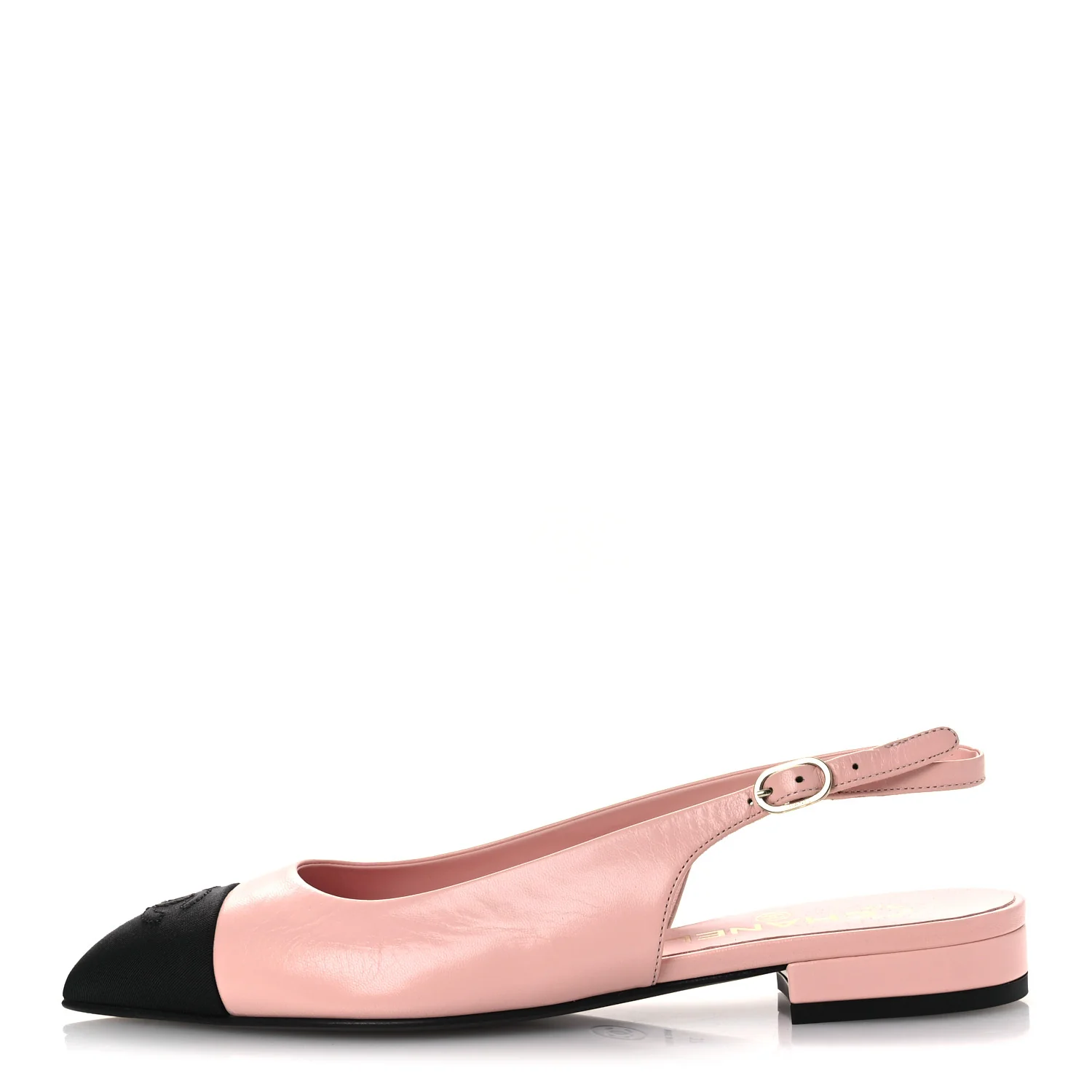 Lambskin Pointed Toe CC Slingback Flats 37 Pink Black