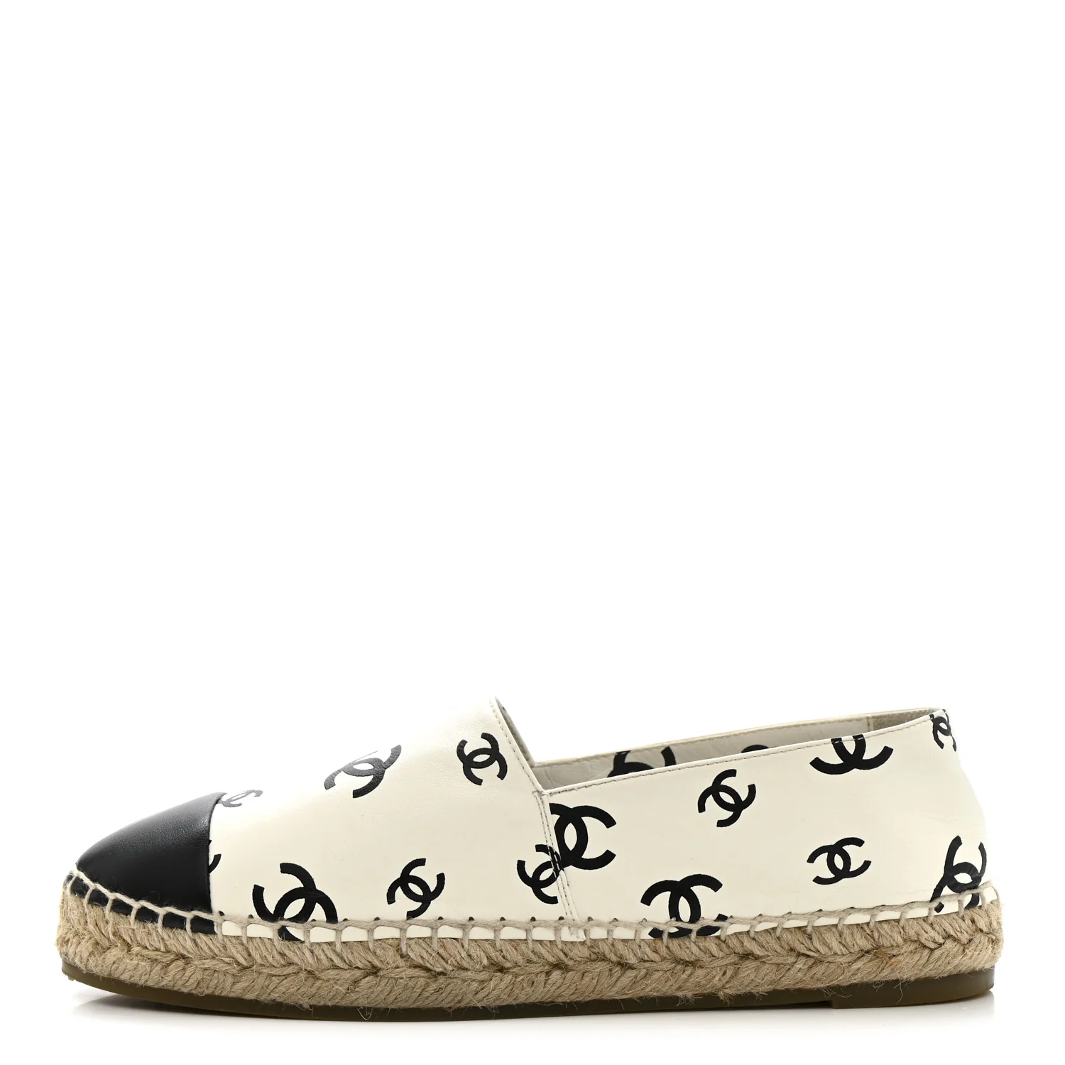 Lambskin Printed CC Espadrilles 37 White Black