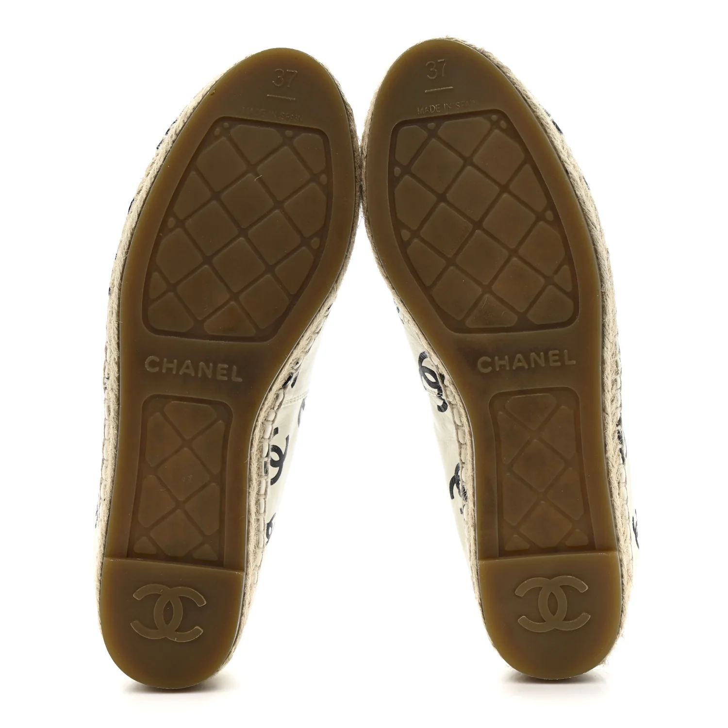 Lambskin Printed CC Espadrilles 37 White Black - Image 6