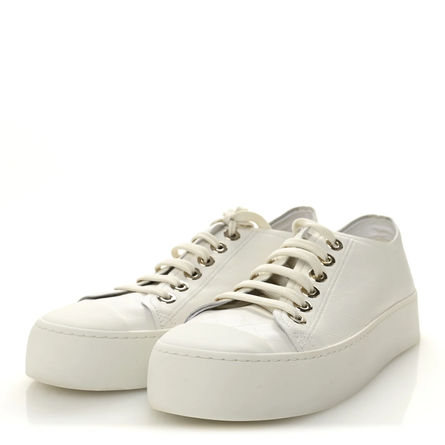 Lambskin Printed Logo Sneakers 38 White - Image 3
