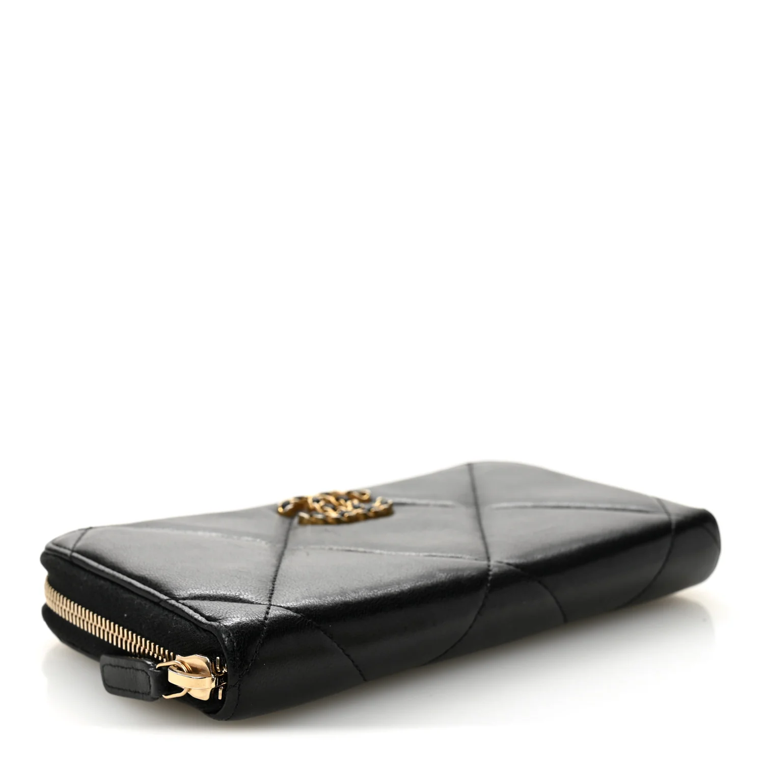 Lambskin Quilted 19 Long Zipped Around Wallet Black - Image 4