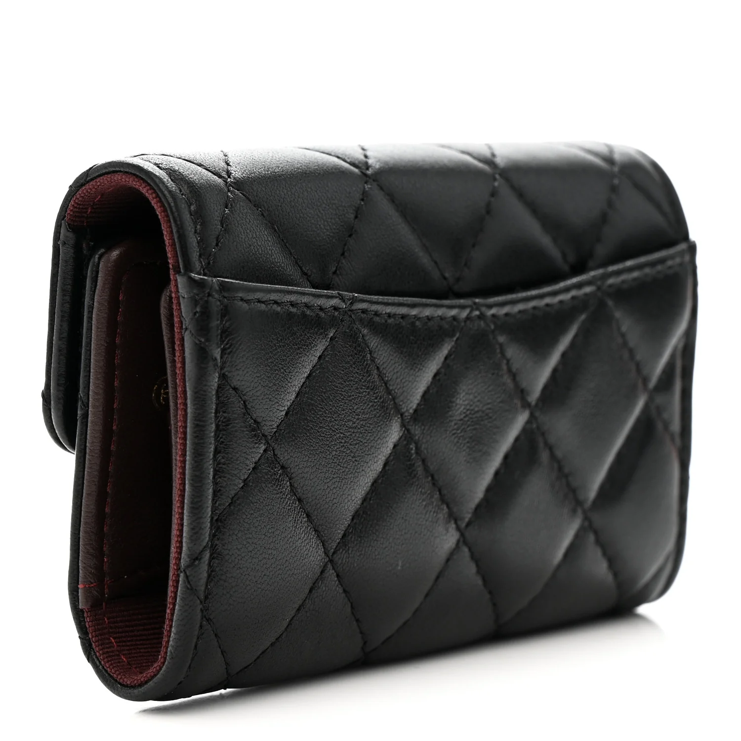 Lambskin Quilted 4 Key Holder Black - Image 3