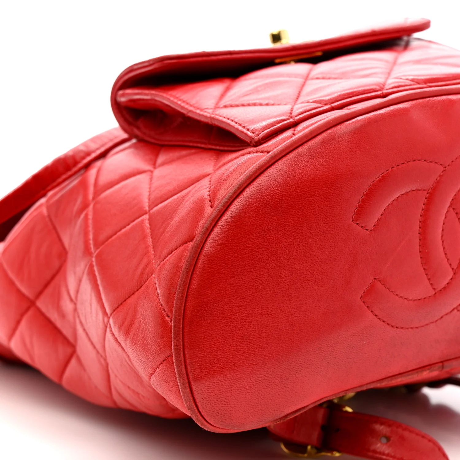 Lambskin Quilted BackpackĀ Red - Image 9